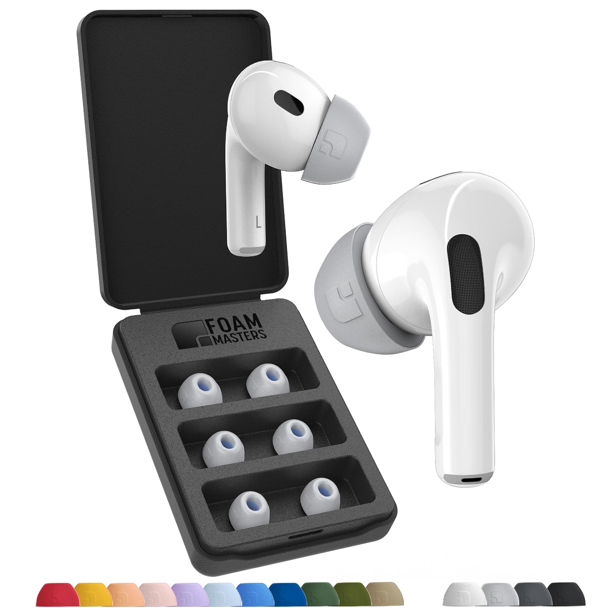Foam Masters Ohrstöpsel aus Memory-Schaum für AirPods Pro 1. und 2. Generation, 3 Paar, 4.0, bequem, sicher, bessere Geräuschunterdrückung, Ersatzknospen (Verschiedene Größen S/M/L, Grau) Assorted Small/Medium/Large Grau Angebot bei HelloDeals