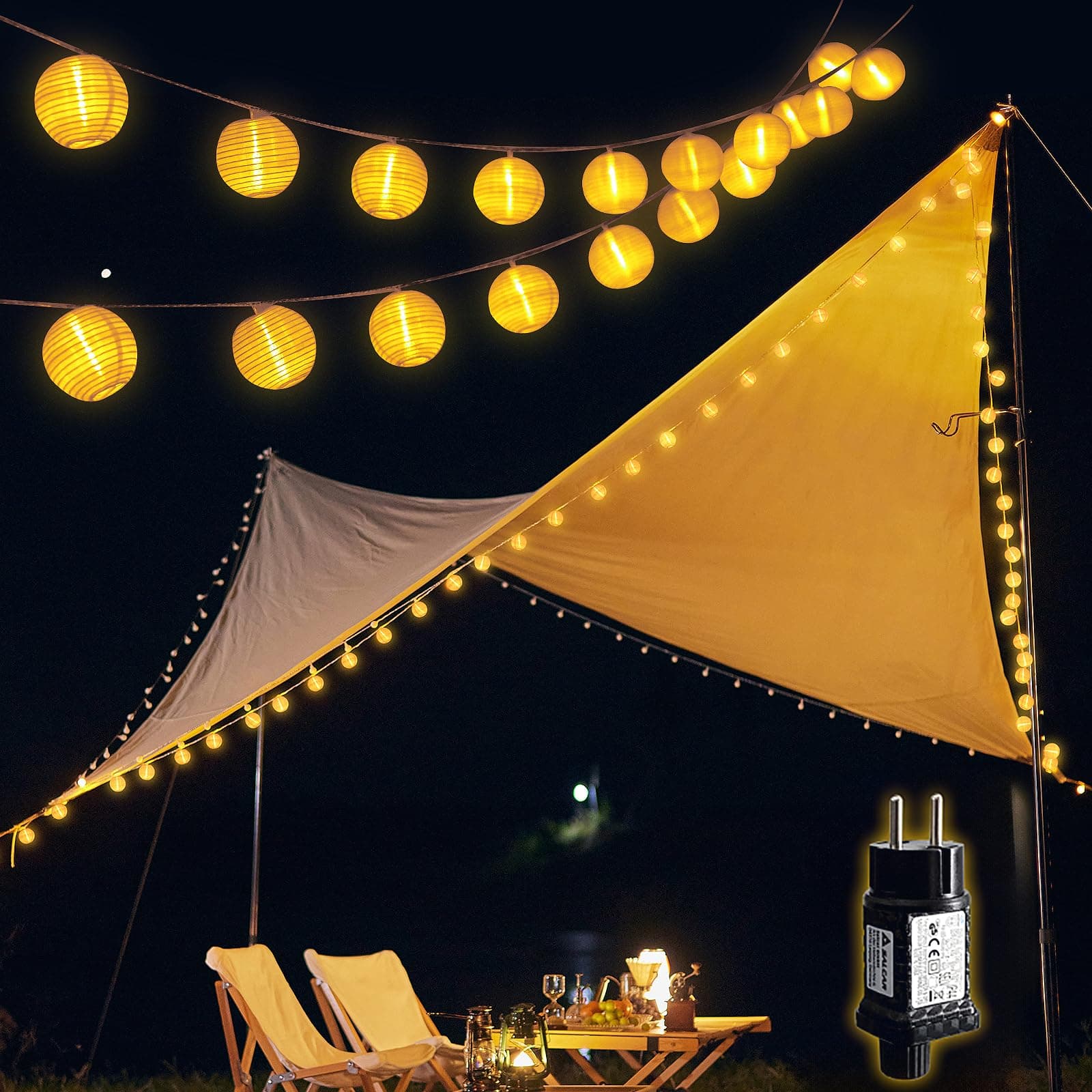 SALCAR 20m LED Laterne Außen, 80er Lampions Lichterkette, Gartenlaterne Deko für Draußen mit 8 Beleuchtungsmodi, 31V Sicherheitsnetzteil, Warmweiß Angebot bei HelloDeals
