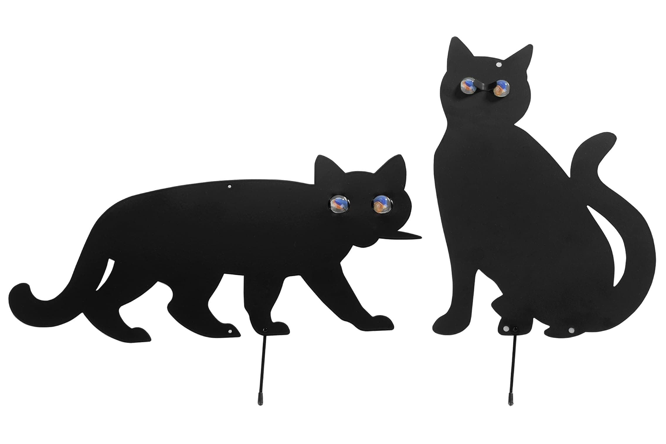 WENKO Maximex Vogelschreck Mod. Katzen 2er Set zur Vertreibung ungebetener Gäste im Garten aus schwarz lackiertem Metall mit funkelnden Murmel-Augen Maße 37 x 24 cm Angebot bei HelloDeals