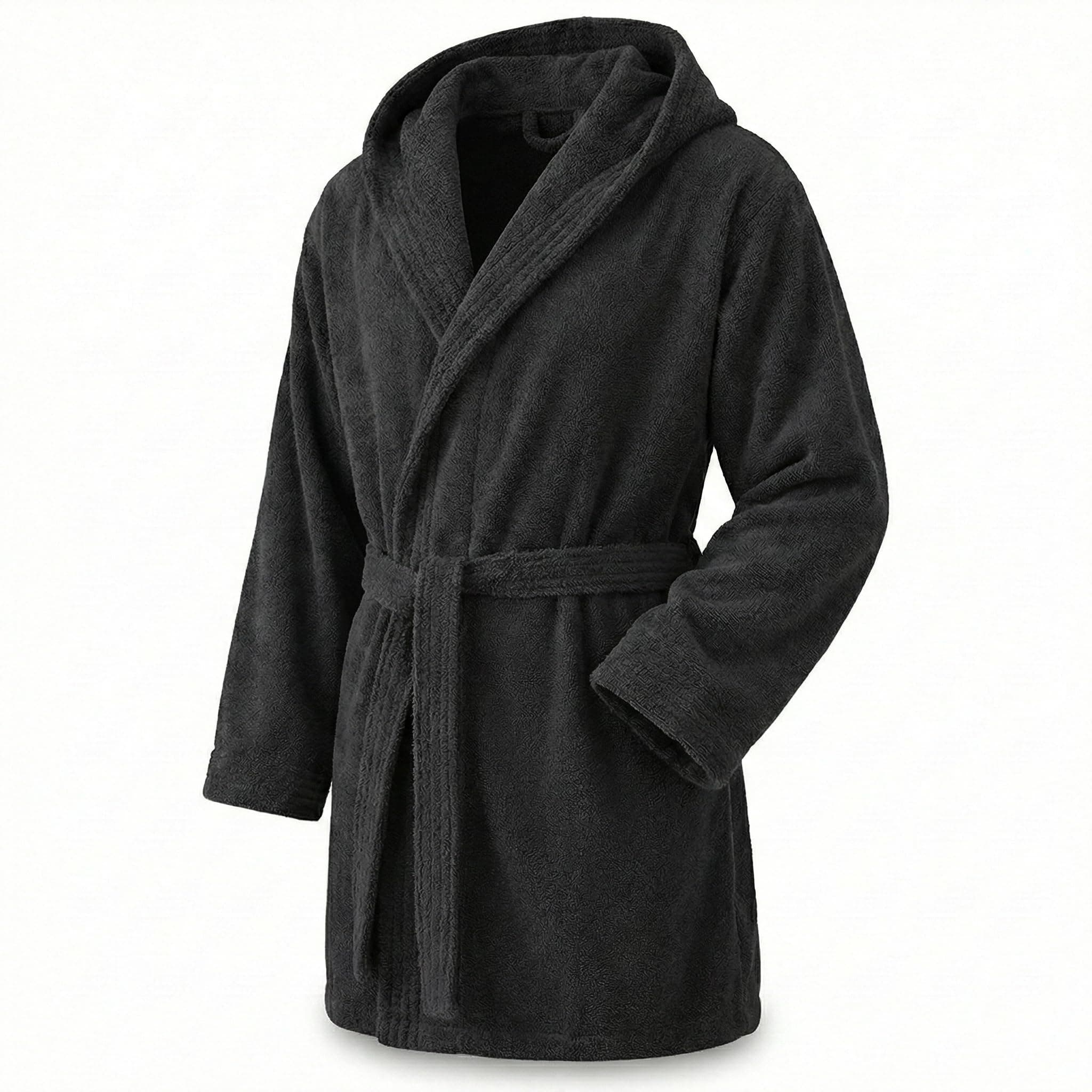 Top Towel - Elegant - Bademantel für Damen und Herren 100% Baumwolle, 500 g/m² - Option mit oder ohne Kapuze - Weich und saugfähig für Dusche, Spa und Pool XL Schalkragen Schwarz Angebot bei HelloDeals