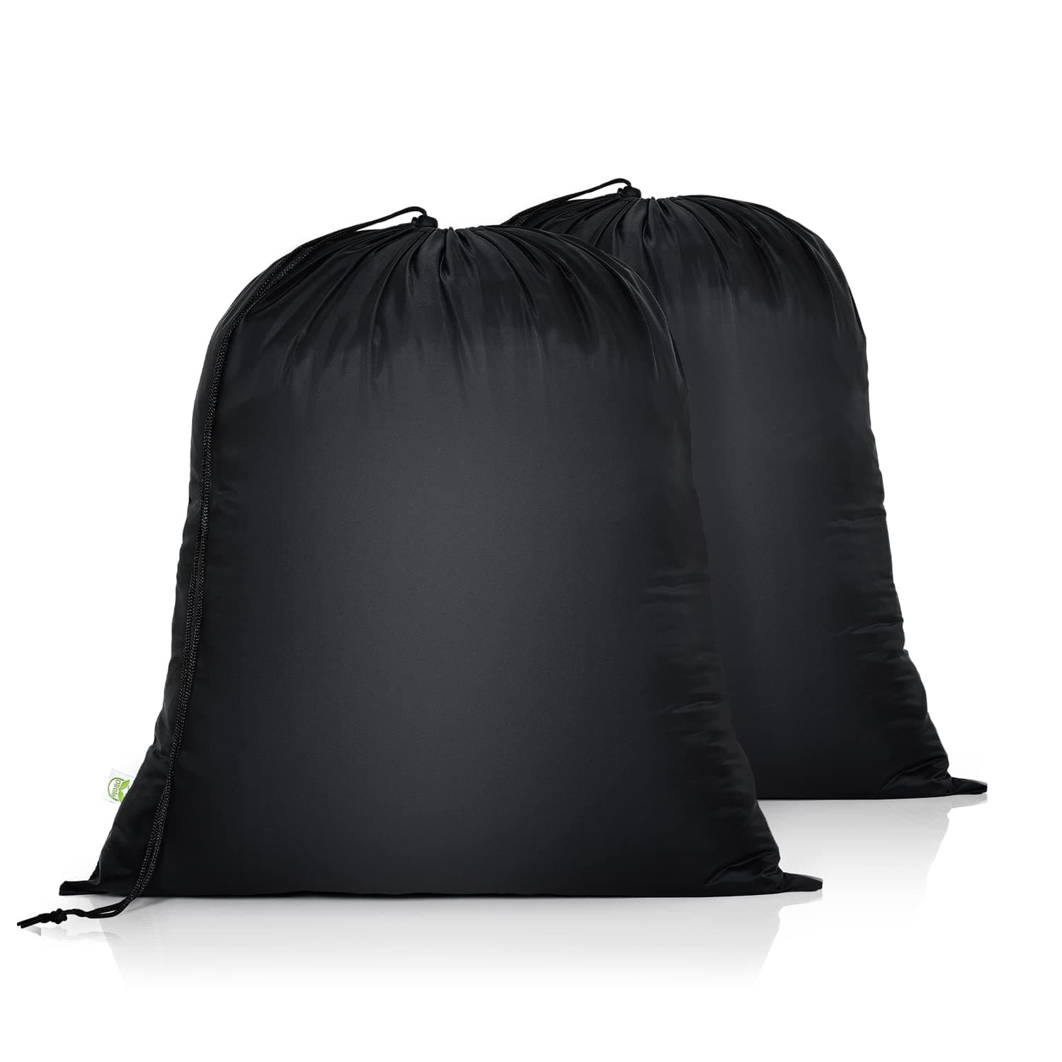OTraki 2 Stück Wäschesack Reise 50x60cm, Wasserdicht Schmutzwäsche Wäschesammler Wäschebeutel Kordelzug Groß Faltbarer Laundry Bag mit Kordelzug für Camping Schlafsaal und Reisen Wäscheraum Schwarz Angebot bei HelloDeals