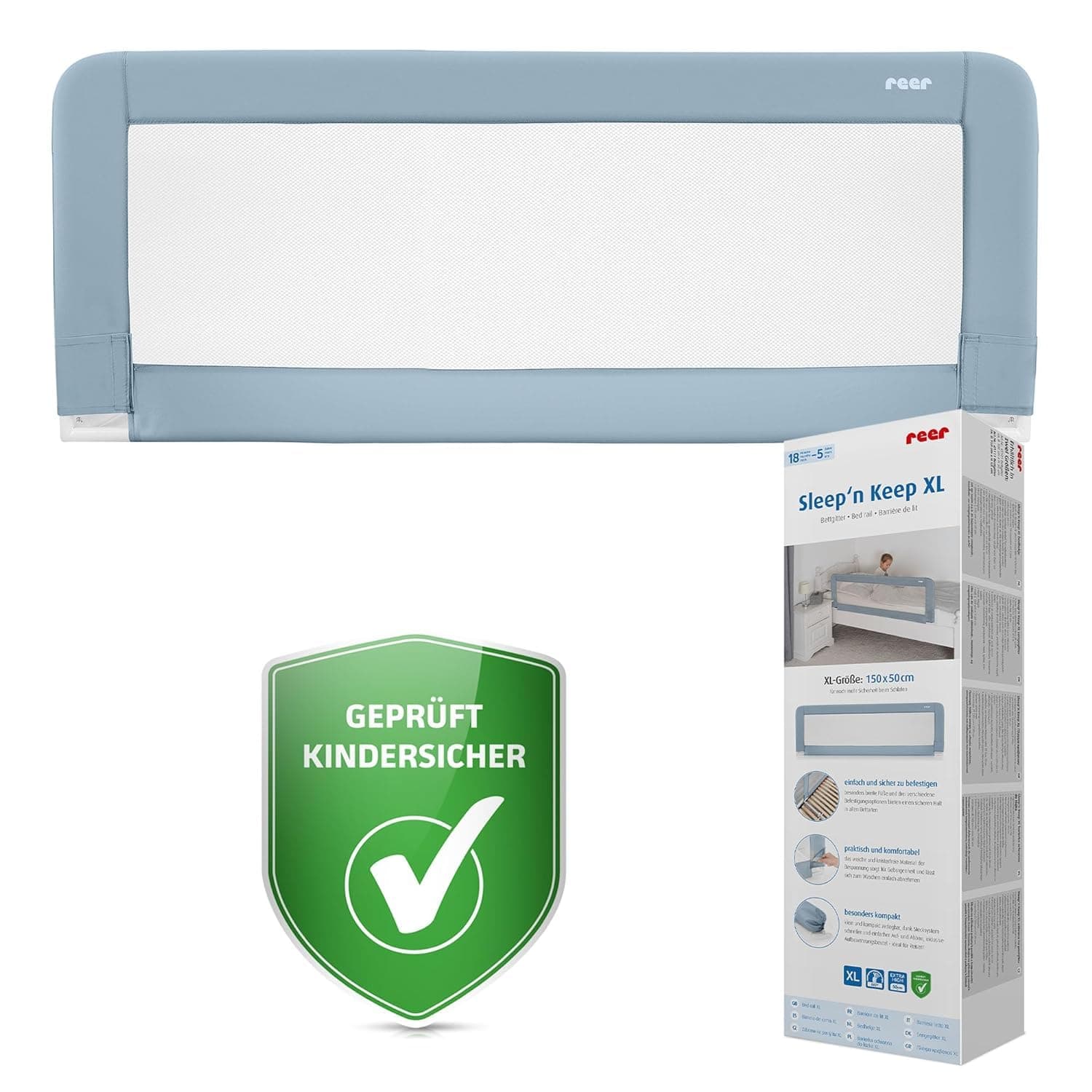 Reer Sleep'n Keep, Rausfallschutz fürs Babybett, 150 cm Länge für Betten von 180-210 cm Länge Bettlänge ab 180 cm Angebot bei HelloDeals