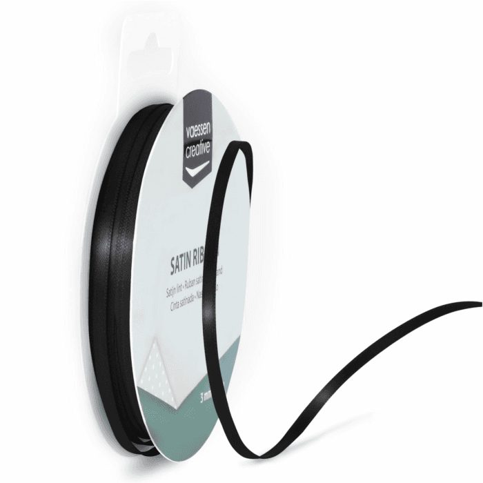 Vaessen Creative Satinband 3mmx10m Schwarz, Schleifenband, Dekoband, Bänder zum Basteln, Stoffbänder für Hochzeit, Taufe Und Geburtstagsgeschenke 10M 3MM Schwarz Angebot bei HelloDeals