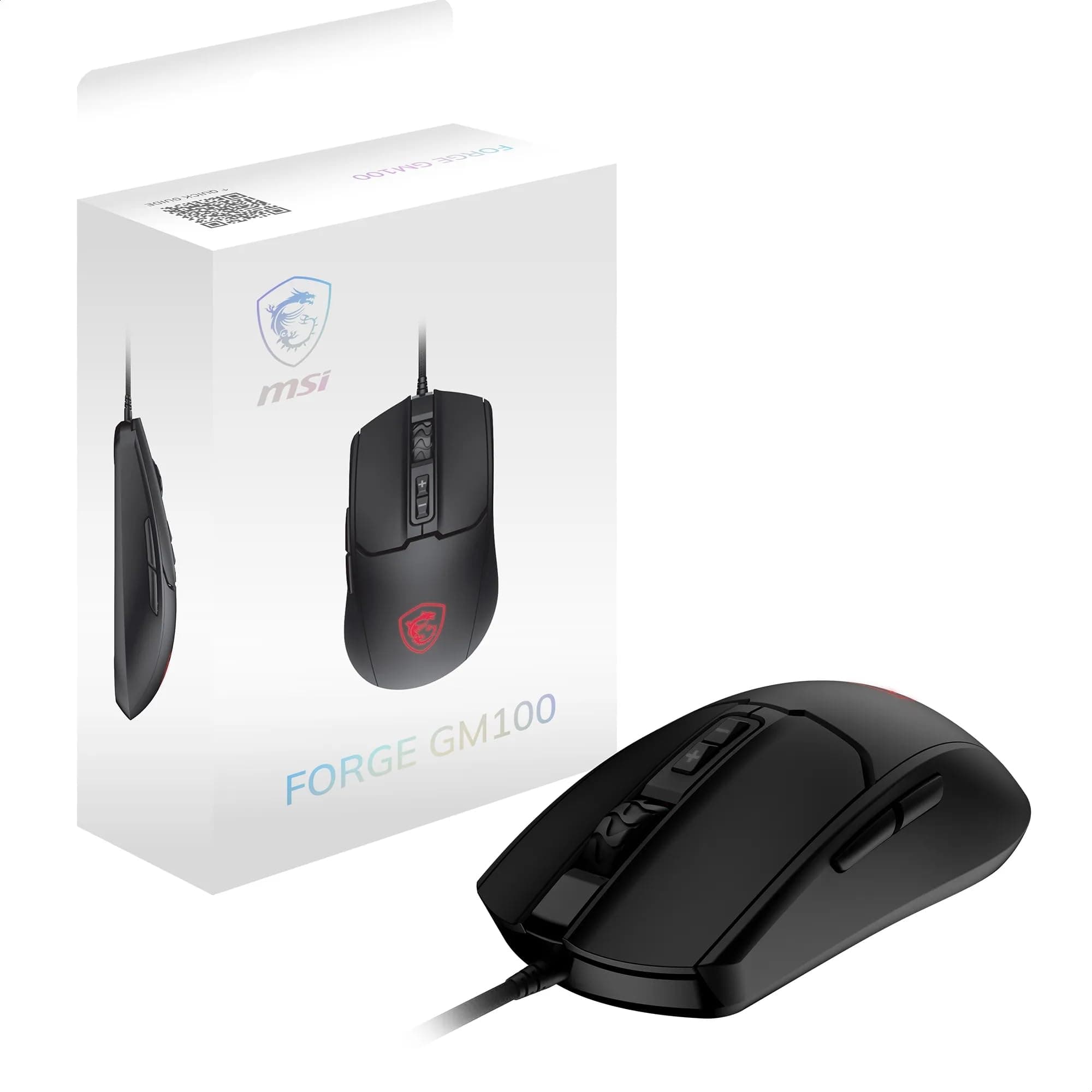 MSI Forge GM100 Gaming-Maus – 6400 DPI optischer Sensor, symmetrisch, 10 Mio. Klickschalter, 7 Tasten, 8 ms Latenz, RGB-LED, 108 g – verkabelt Angebot bei HelloDeals