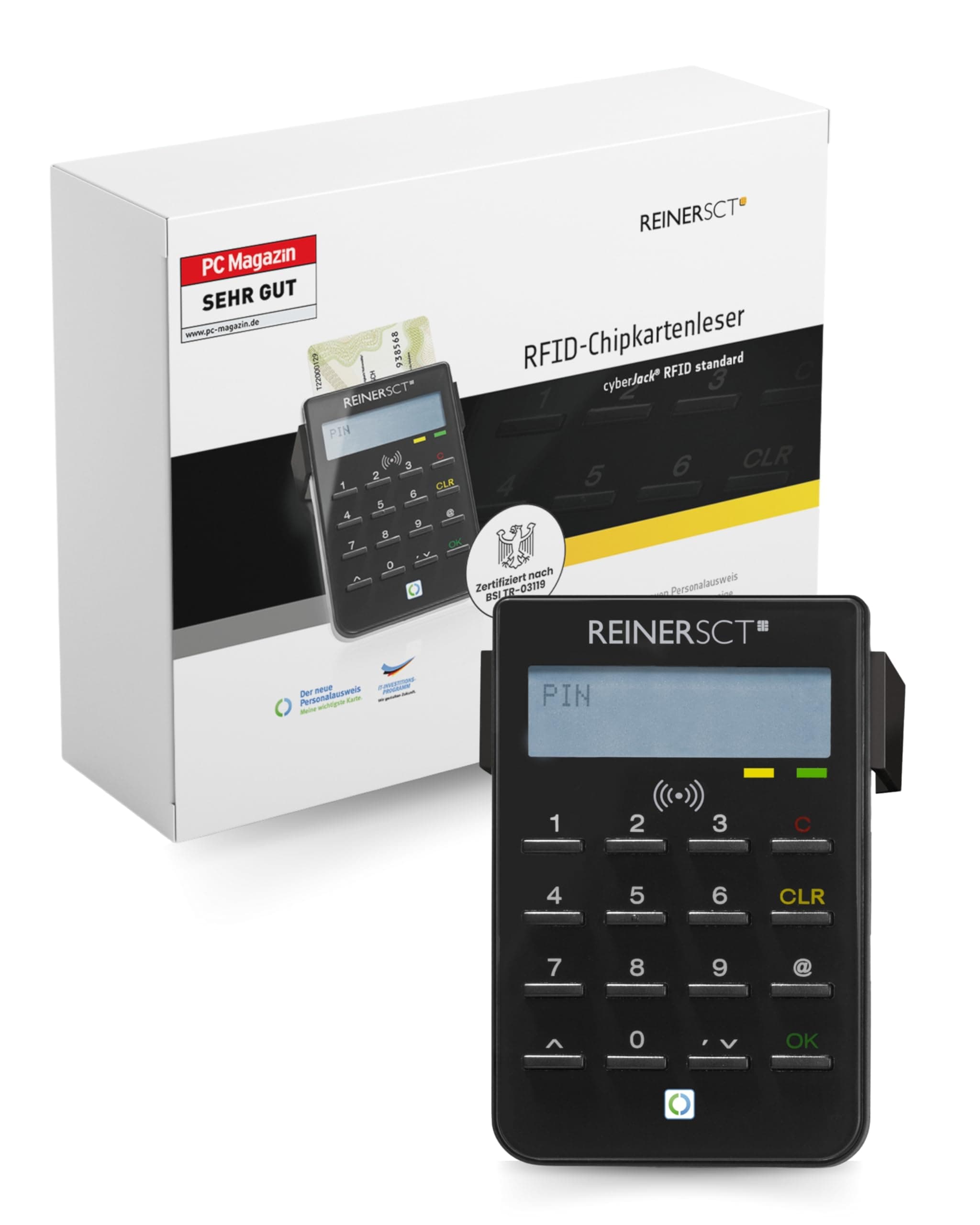 REINER SCT cyberJack RFID standard I Chipkartenleser für RFID-Chipkarten I Kartenlesegerät für den neuen Personalausweis & Online-Banking I Card Reader & TAN-Generator I eID Lesegerät | Für Online-Banking, Personalausweis (eID) und RFID-Chipkarten. Sicher Angebot bei HelloDeals
