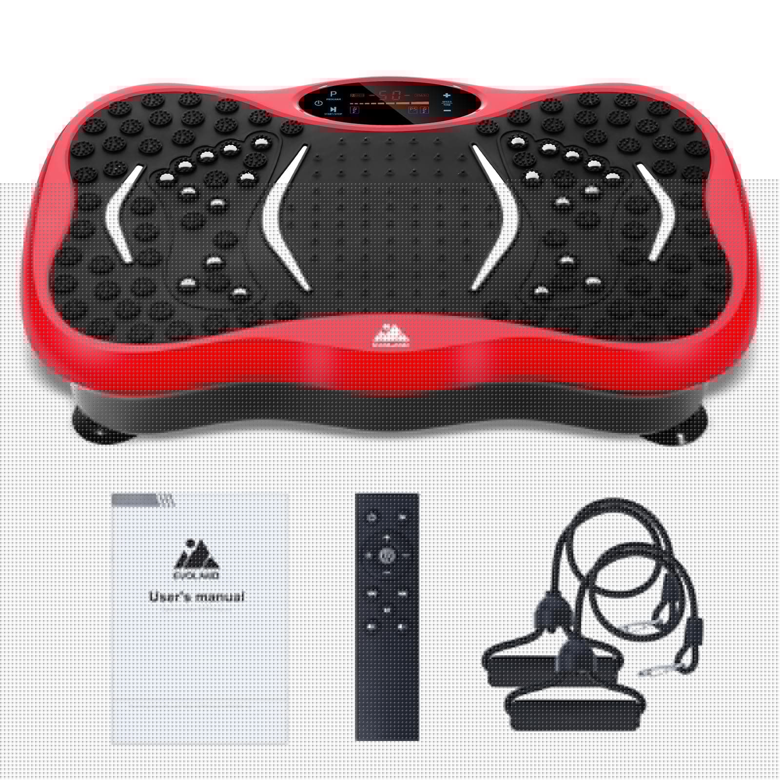 EVOLAND Vibrationsplatte Vibrationsgeräte mit 5 Trainingsprogramme bis 99 Intensitätsstufen, Bluetooth Lautsprecher, Widerstandsbänder mit Griff für Ganzkörpertraining und Körperformung Rot Angebot bei HelloDeals