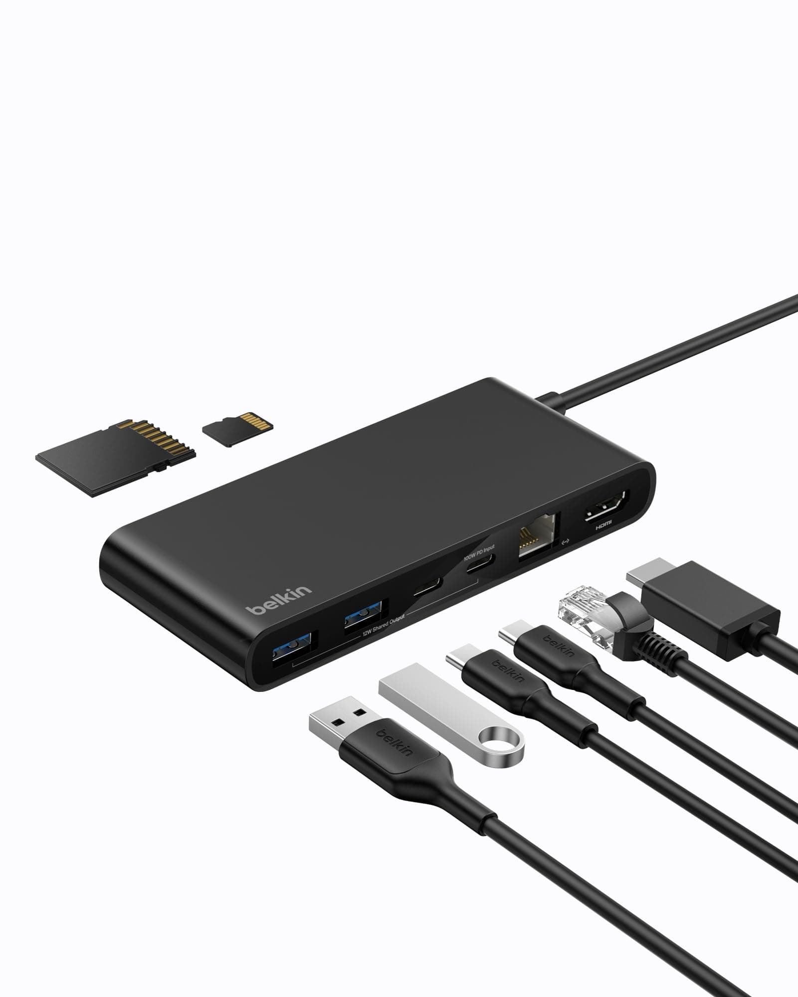 Belkin Connect 8-in-1 USB C Hub, Bildschirmauflösungen bis zu 4K bei 60 Hz – geeignet für Mac-, Windows- und Chromebook-Laptops; 100 W PD; Datentransfer mit 10 Gbit/s; 2,5-Gbit/s Ethernet – Schwarz 8 in 1 Angebot bei HelloDeals