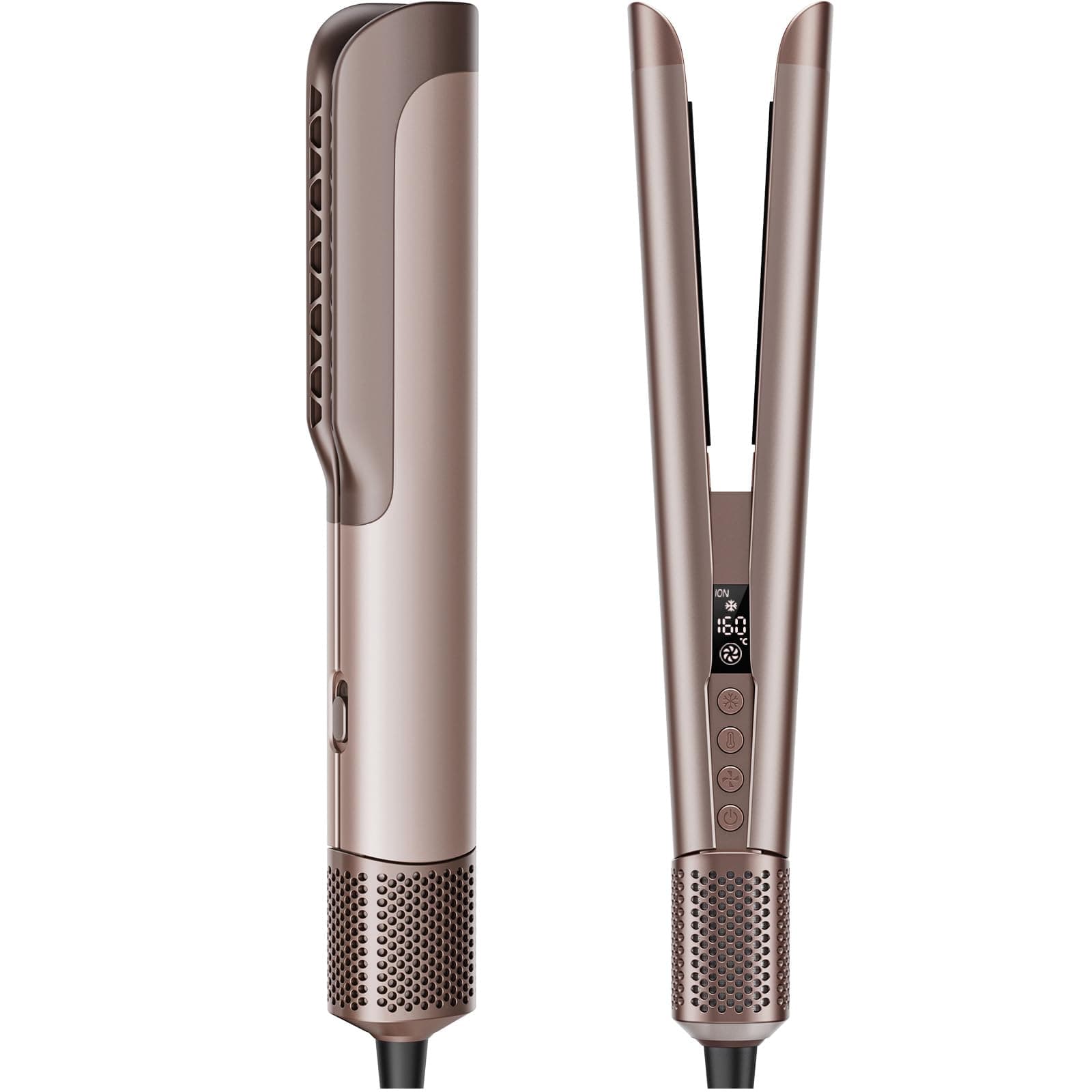 Airstraight Glätteisen Föhn 2in1 - Air Haarglätter für Nass-zu-Trocken Haar | Föhnen Glätten Gleichzeitig, 110.000 U/min, 1300W, Ionen, Keine Heißen Platten, Max 160°C, 4 Temp + 3 Stufen, Selbstreinigung Mokka Angebot bei HelloDeals