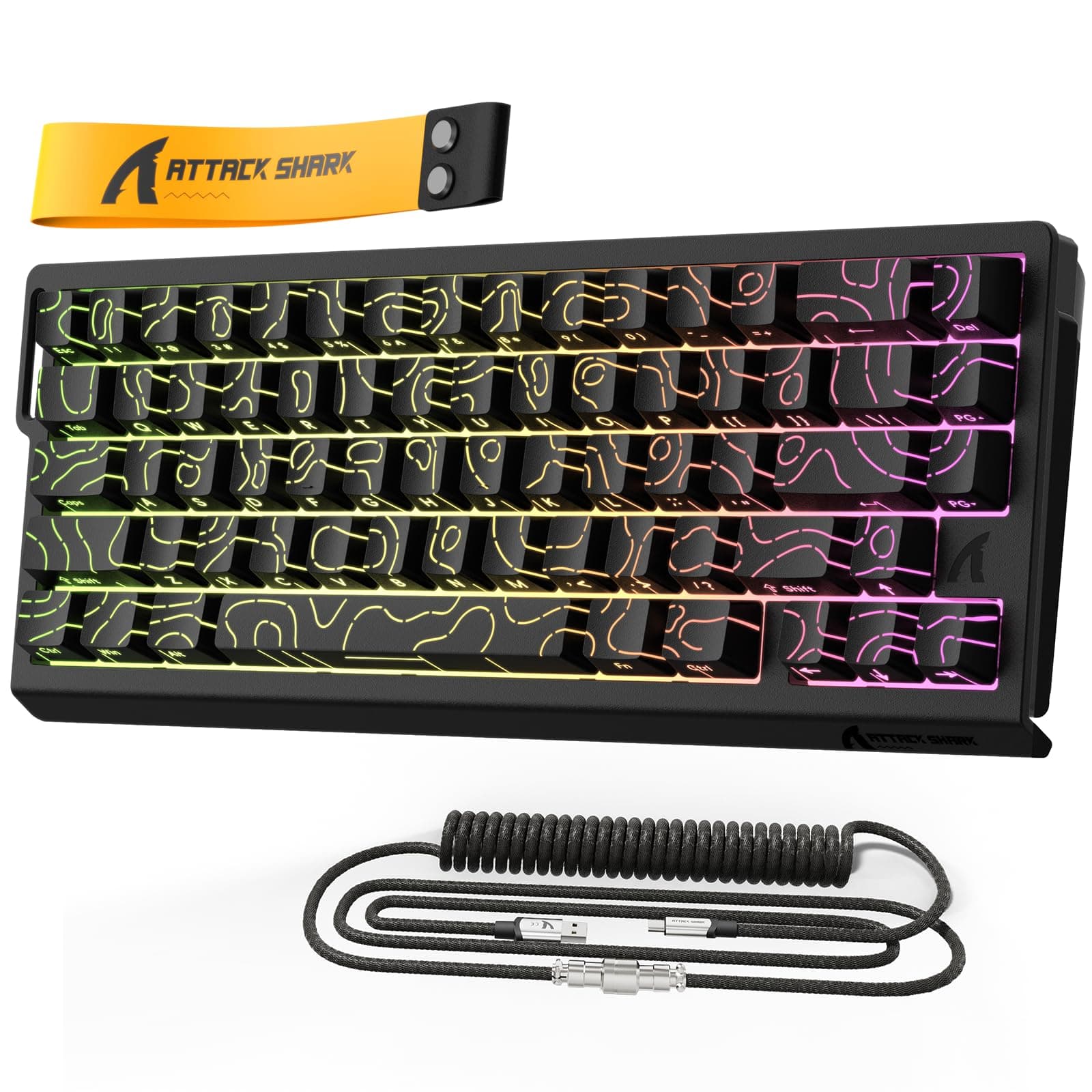 MAMBASNAKE x Attack Shark X68HE Rapid Trigger Magnetschalter Mechanische Tastatur, 0,01 mm einstellbare Betätigung, kabelgebundene 60% Gaming-Tastatur mit Spiralkabel, 8KHz, SOCD(Schwarze Konturen) Angebot bei HelloDeals