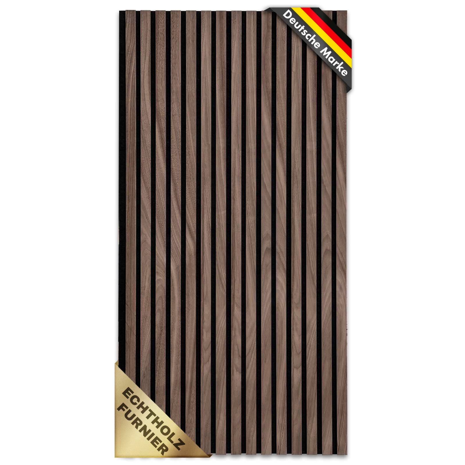 KARAT Akustikpaneele - Wandpaneele mit Echtholzfurnier für eine angenehme Raumakustik - Lamellenwand Holz und Filz - Wandverkleidung als Schallschutz, Schalldämmung (Black Walnuts, 118 x 60 cm) 118 x 60 cm Black Walnuts Angebot bei HelloDeals