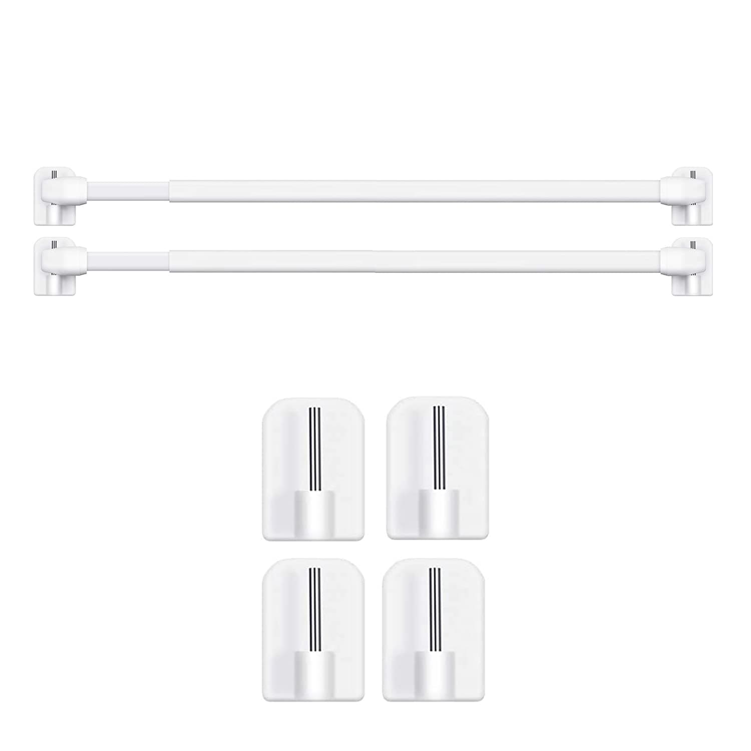 2 Stück Scheibengardinenstange für Fenster Küche DIY-Projekte Ausziehbar Vitragestangen mit Selbstklebehaken 90-155CM(2 Stück) Angebot bei HelloDeals