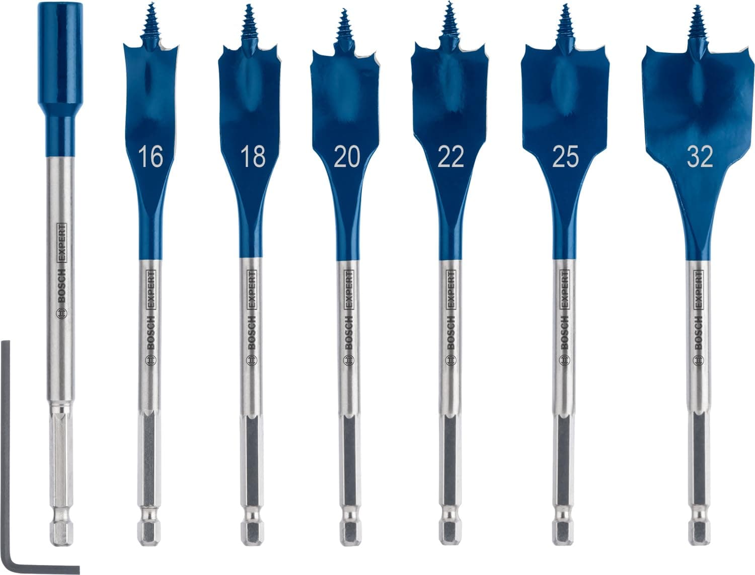 Bosch 7x EXPERT Self Cut Speed Flachfräsbohrer-Sets (für Weichholz, Spanplatte, Ø 16-32 mm, Professional Zubehör Bohrmaschine/Schrauber) Ø 16-32 mm Ø 16-32 mm, Set Angebot bei HelloDeals