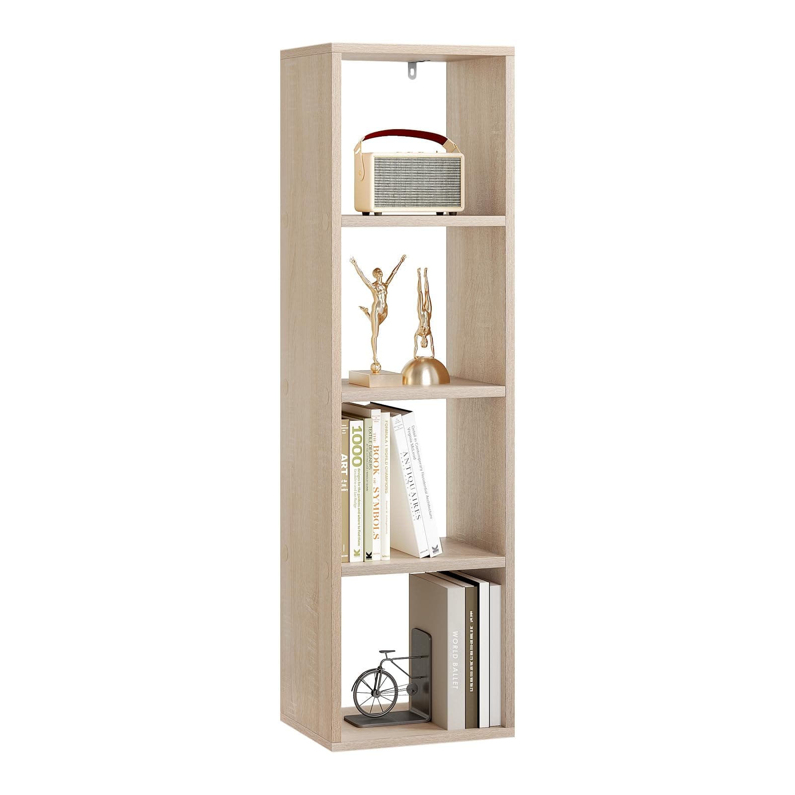 WOLTU Bücherregal mit 4 Ebenen, Würfelregal Standregal, offenes Regal, Aufbewahrungsregal für Wohnzimmer Arbeitszimmer Kinderzimmer Büro, modern, 30x106,5x23,5 cm, helle Eiche, SK051hei Angebot bei HelloDeals