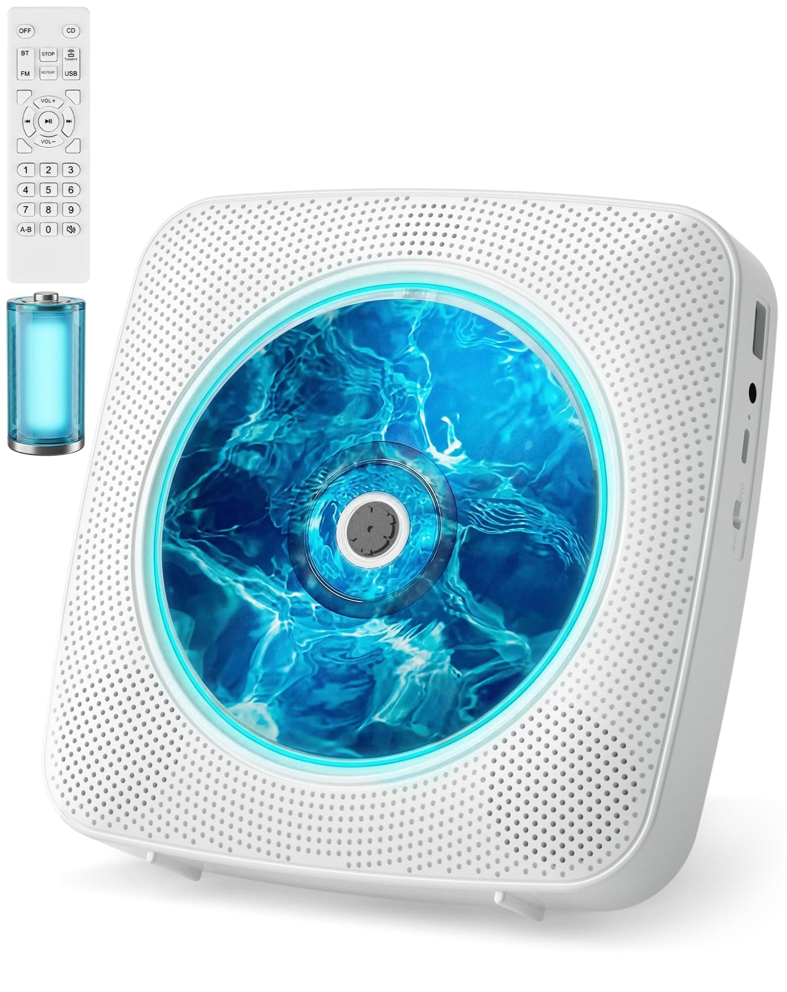 CD Player Tragbar Bluetooth Radio mit CD-Player mit Lautsprecher Unterstützung USB & AUX-Wiedergabe mit Fernbedienung Staubschutzhülle Weiß Angebot bei HelloDeals