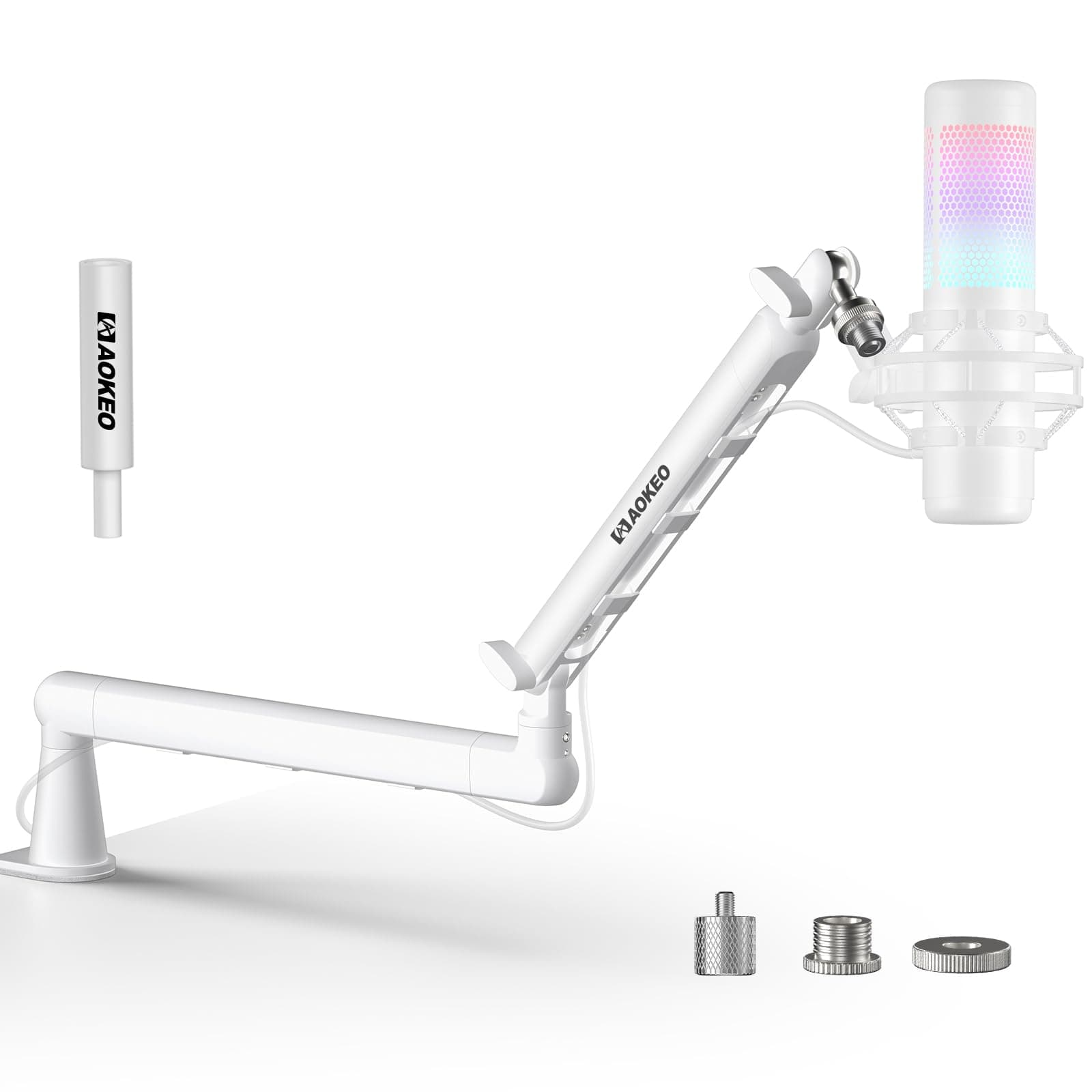 Aokeo AK-55 Mikrofonarm für den Schreibtisch, niedriges Profil, verstellbar, geeignet für Aokeo Yeti, Snowball iCE, HyperX QuadCast, SoloCast, Elgato Wave usw Weiß Angebot bei HelloDeals