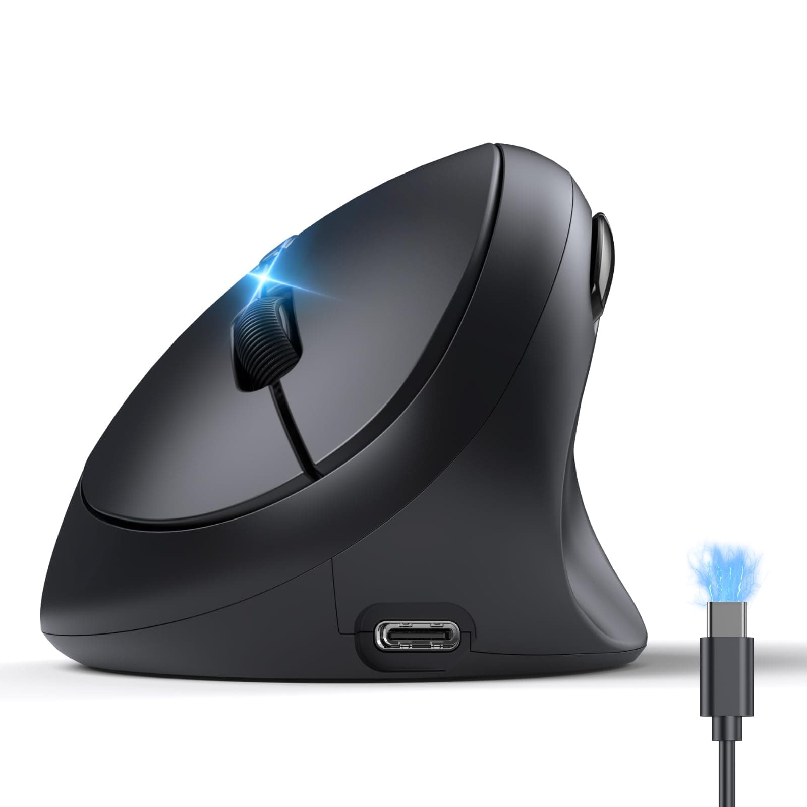 TECKNET Ergonomische Maus Bluetooth, Wiederaufladbar Maus Kabellos mit 3 Gerät (BT 5.0/3.0 + 2.4G), 6 Tasten, 4800 DPI Leise Vertikale Funkmaus für Laptop, Computer, iPad, Mac, Windows Schwarz Angebot bei HelloDeals