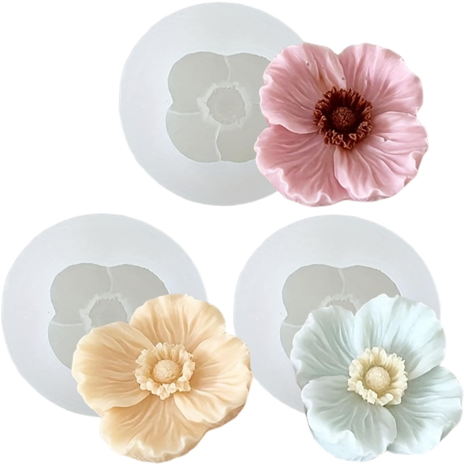 3 Stück Blumen Kerzen Silikonformen, 3D Silicone Kerzenform, Silikonformen Kerzen Gießformen Kerzen Blumen, Kerzen Gießen Formen, für DIY Herstellung Kerzen Seife, Transparent 3Pcs Beauty Angebot bei HelloDeals