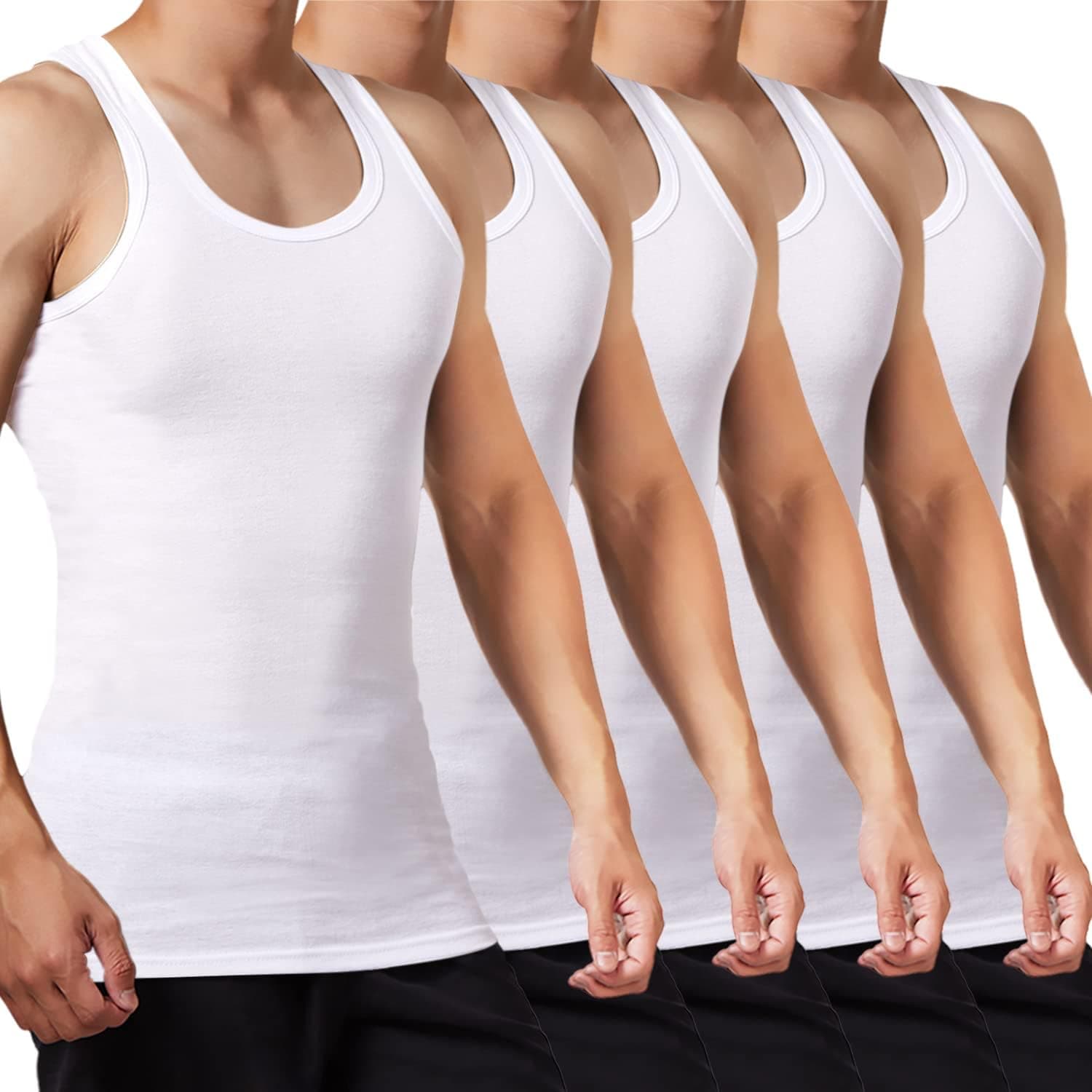 FALARY Unterhemd Herren 3/5er Pack Tank Top 100% Baumwolle Männer Weiß Schwarz Mehrfarbig alle Größen gekämmte Feinripp 3XL 5x Weiß Angebot bei HelloDeals