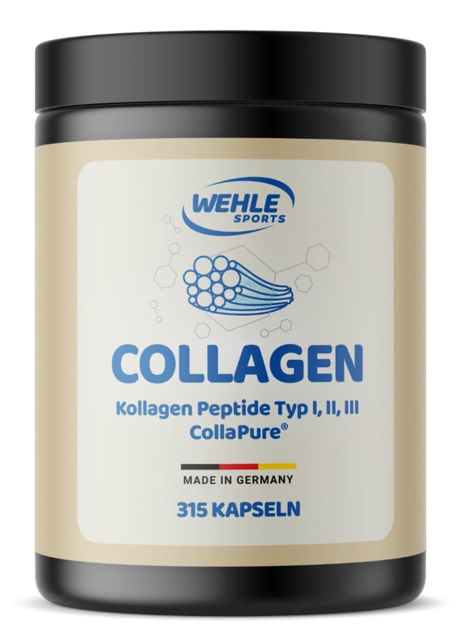 Kollagen Kapseln hochdosiert - 315 Stück - 4550mg Collagen Hydrolysat Peptide pro Tagesdosis - Made in Germany Collagen Kapseln Typ 1, 2 & 3 - Wehle Sports - Verpackung kann variieren 315 Kapseln Angebot bei HelloDeals