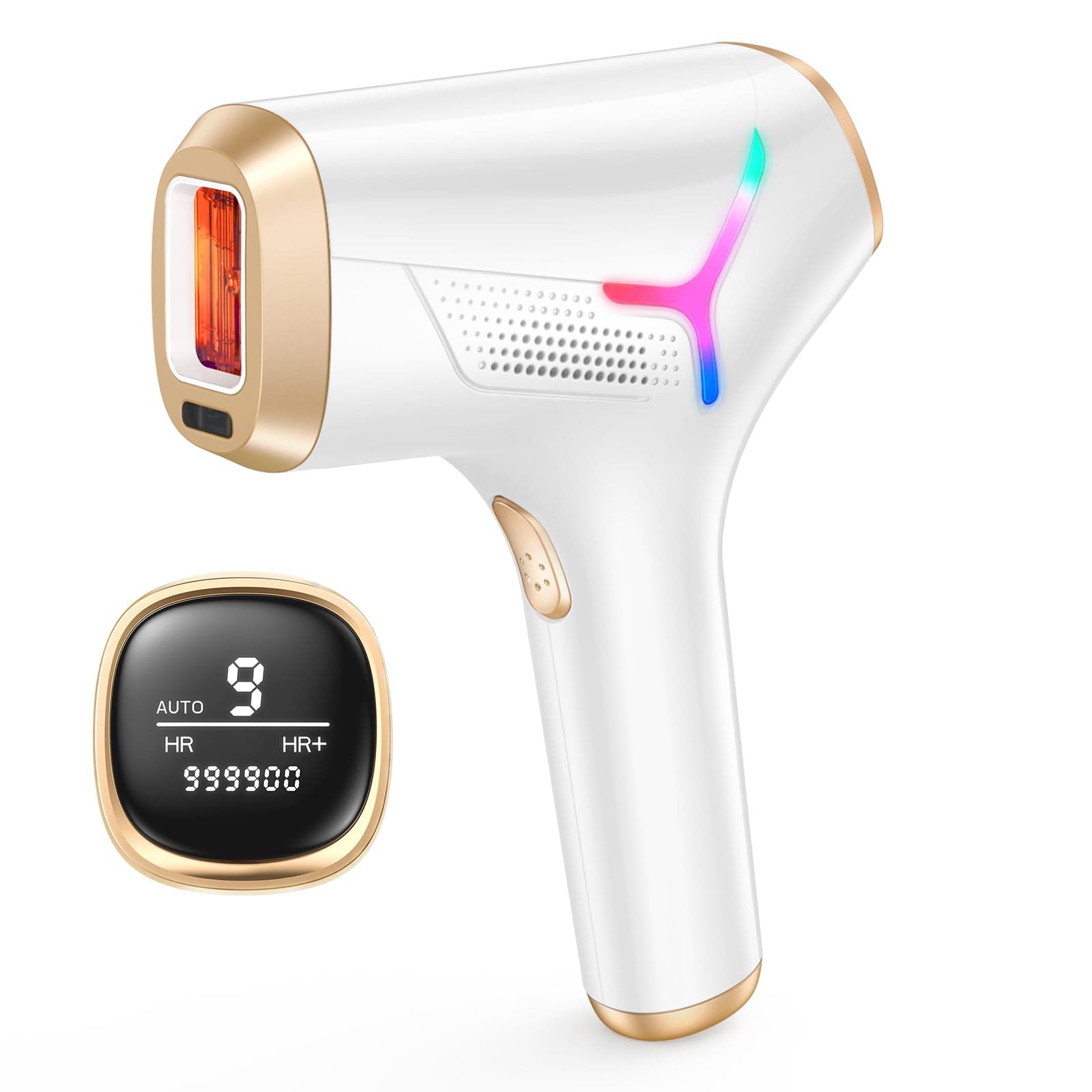 Haarlosy IPL Geräte Haarentfernung Laser für Frauen Männer schmerzfreien | Ergebnissen in Salonqualität für zu Hause, 22J, IGBT, IPL Haarentfernungsgerät, für Gesicht, Bikinizone, Körper, Goldweiß Angebot bei HelloDeals