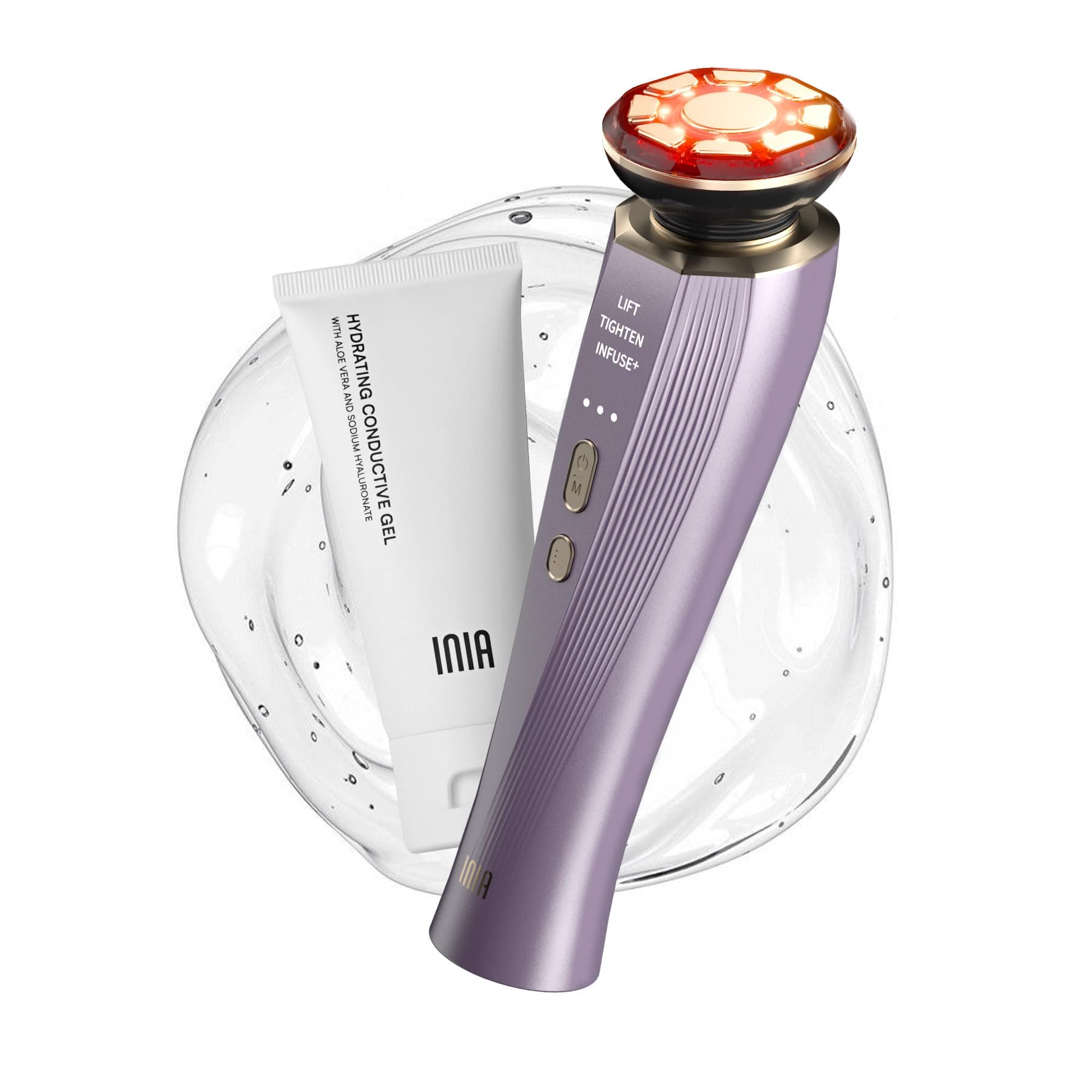 INIA 3-in-1 Flare Mikrostrom Gesichtsgerät Rotlichttherapie für Gesicht und Hals Massagegerät Werkzeug mit Wärme & Vibration für Hautpflege Schwellungen, Straffung, Glättung Crystal Violet Angebot bei HelloDeals