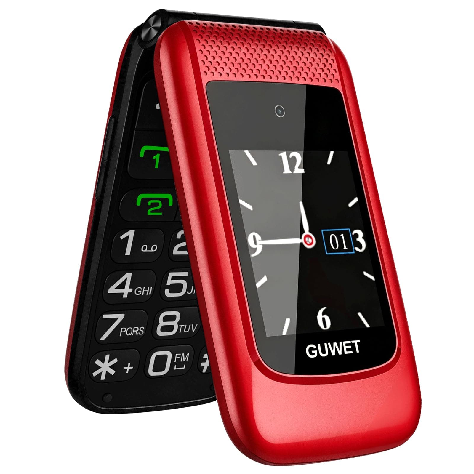 Seniorenhandy Klapphandy ohne Vertrag,Dual SIM 2G GSM mit SOS-Notruftaste,Rentner Handy Großen Tasten mit 1600mAh Akku,USB-C,2.4"+1.77" Dual Display,Rot Angebot bei HelloDeals
