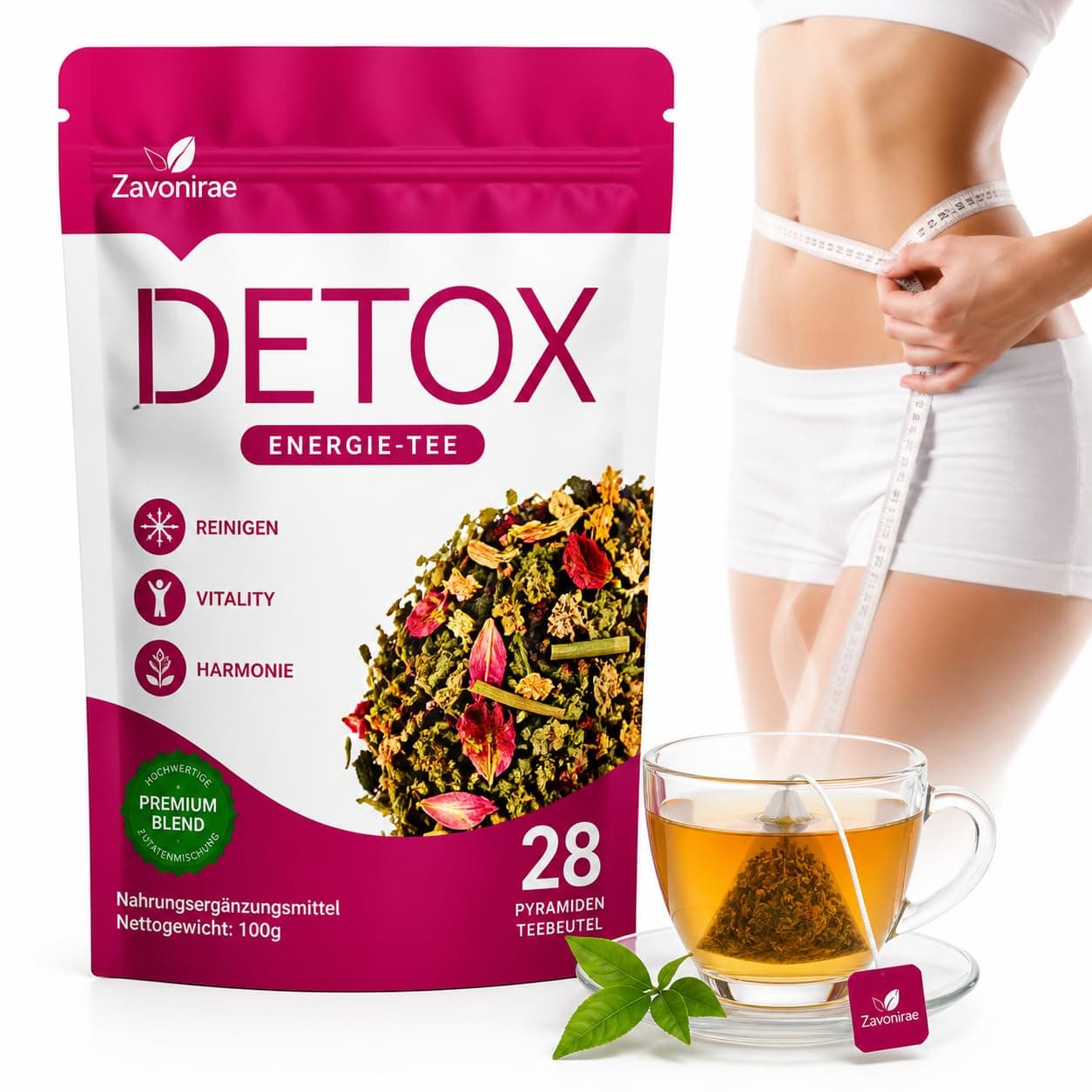 Detox Tee, Tee Zum Abnehmen, 28 Teebeutel Cleanse Weight Loss Tea, Natürliche Kräutermischung, Körper formender Tea, Sanfte Entgiftung und Reinigung Angebot bei HelloDeals