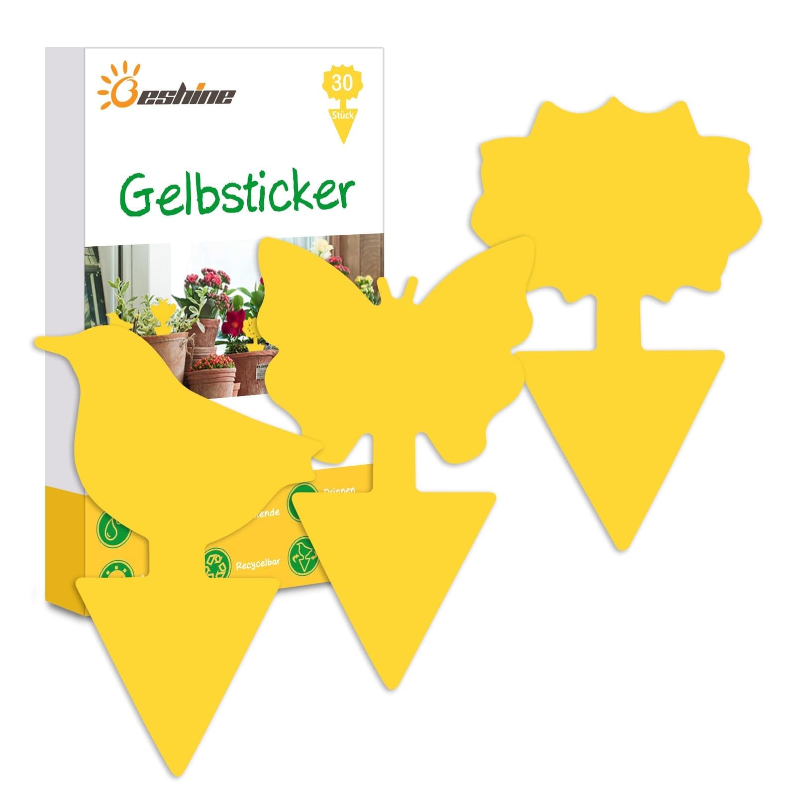 Beshine Gelbsticker, 30 Stück Gelbtafeln Trauermücken Bekämpfen klebriger Fänger für Pflanzen Innen- und Außeninsekten Fliegenkontrolle, wasserdicht und ungiftig Angebot bei HelloDeals