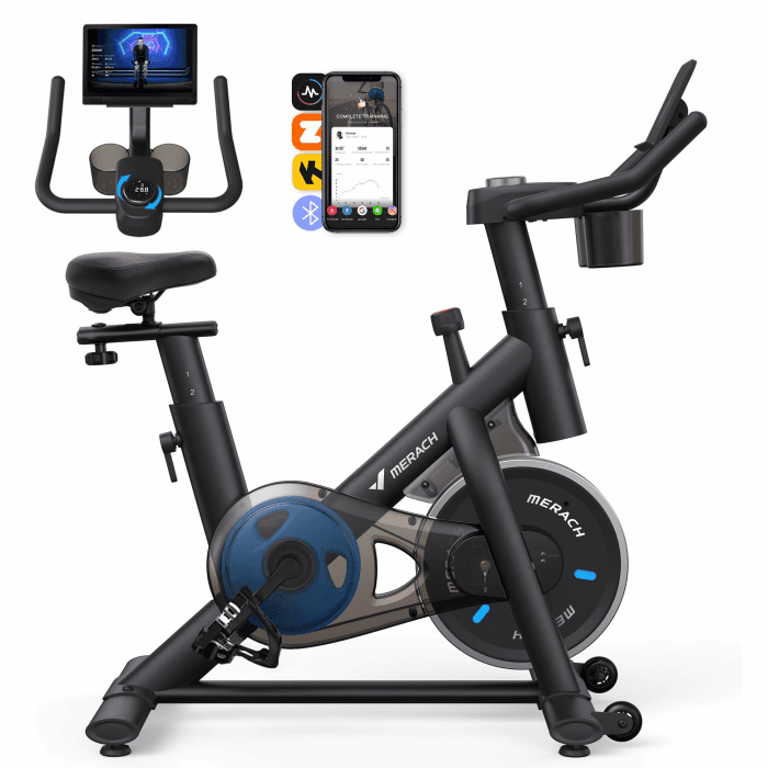 MERACH Heimtrainer Fahrrad mit Verstellbarem Widerstand, Leises Hometrainer Fahrrad mit Verbessertem LED-Monitor, Tablet-Halter, Indoor Cycling Bike für Kardiotraining zu Hause, Eigener App, Bis 136KG Blau Angebot bei HelloDeals