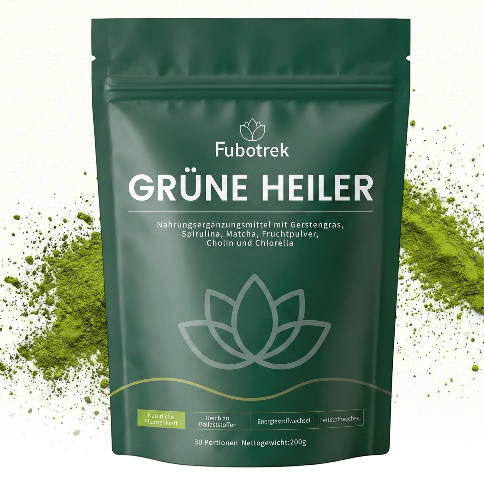 Grüne Entgiftungspulver, 200g Superfood Helfer Pulver, Green Pulver Helfer | mit Matcha, Gerstengras, Spirulina & Heidelbeeren,Reich an Ballaststoffen & Mikronährstoffen,Vegan-Täglicher Energie-Helfer Angebot bei HelloDeals