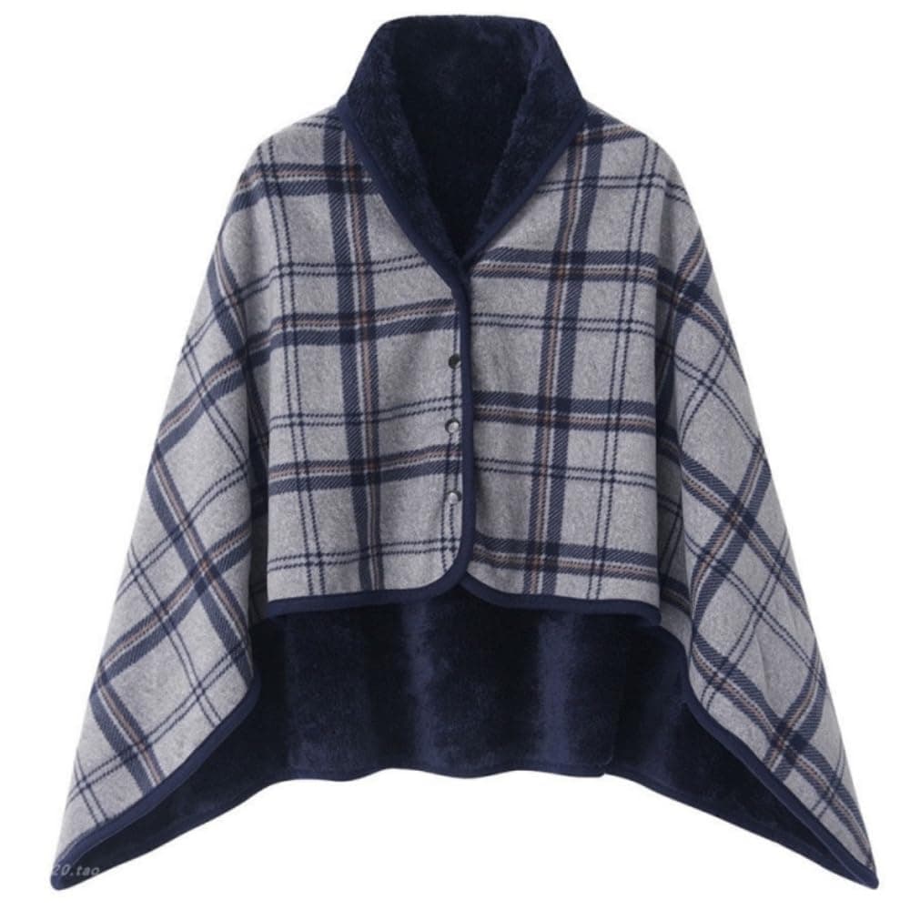 JEMPET Tragbare Fleecedecke mit Knöpfen – bequemer Poncho-Flanell-Deckenschal – ärmellose Plüschdecken für Damen und Herren Blau Angebot bei HelloDeals