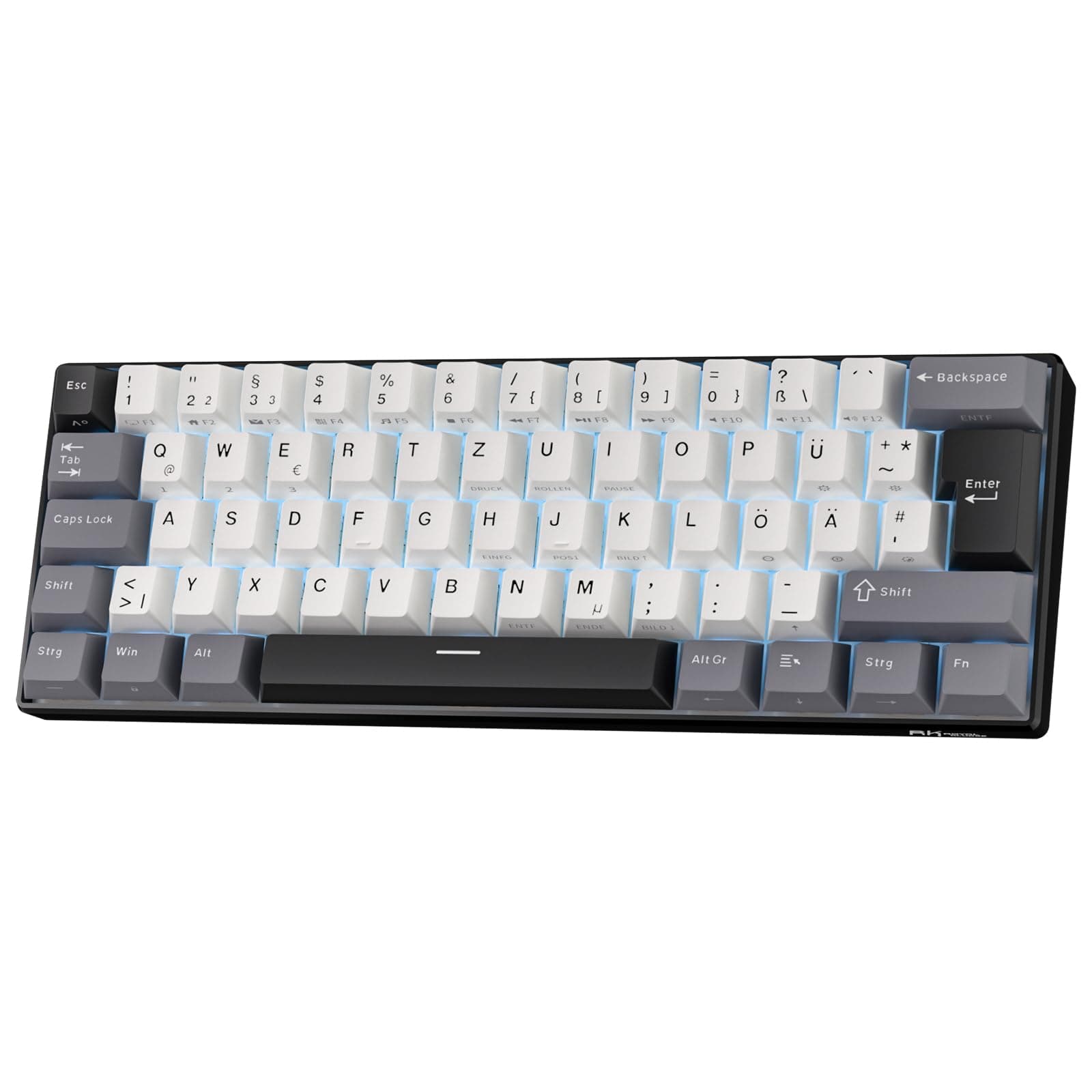RK ROYAL KLUDGE RK61-DE kabellose mechanische Gaming Tastatur, 60% Tastatur mit Dreifachmodus BT5.0/2,4 GHz/USB-C, PBT Tastenkappen, Pro Software, Hot-Swap-fähig, Deutsches QWERTZ Ritter Schwarz Angebot bei HelloDeals