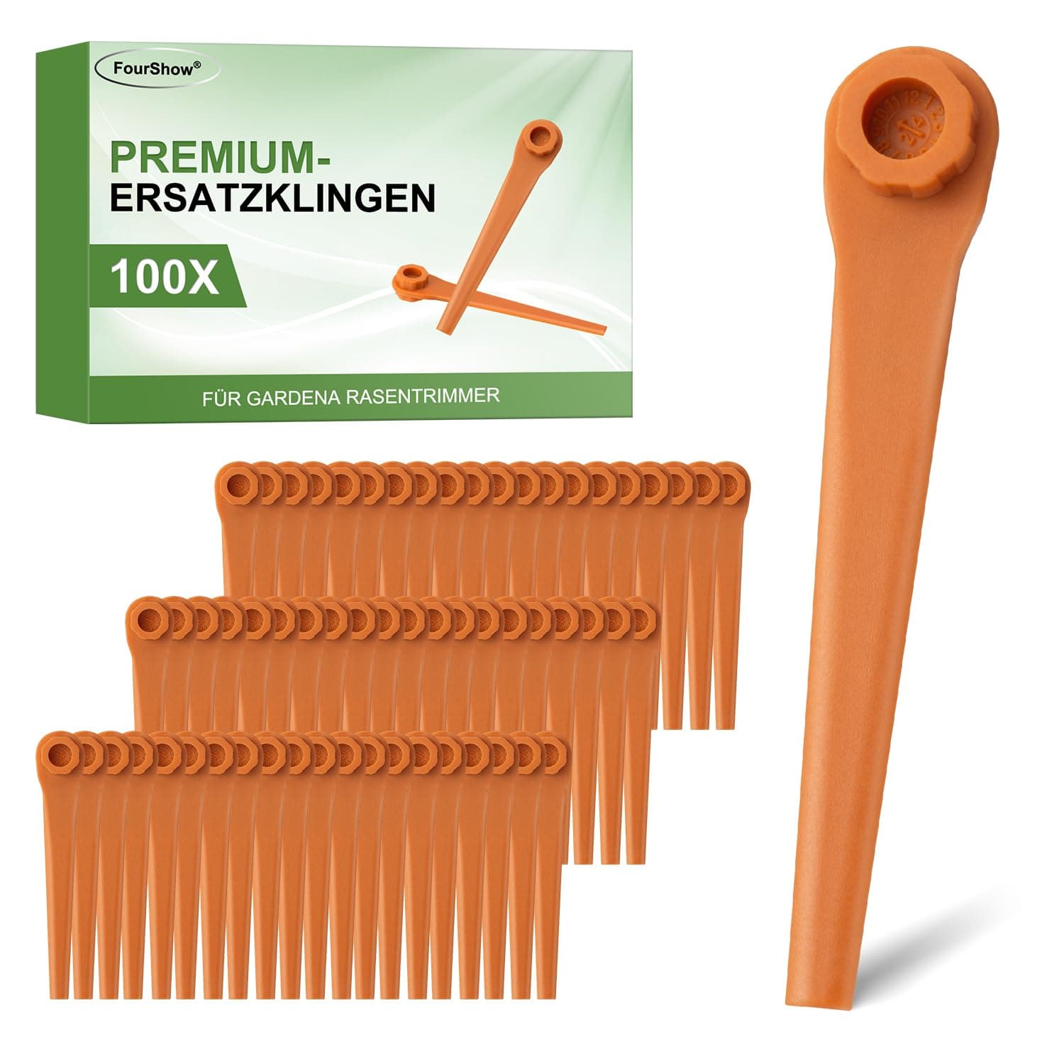 100 Stück PA6 Ersatzmesser RotorCut Kompatibel mit Rasentrimmer Gardena,Kunststoffmesser für Gardena Rasentrimmer und Akkutrimmer Für Gardena (mit 100 Klingen) Angebot bei HelloDeals