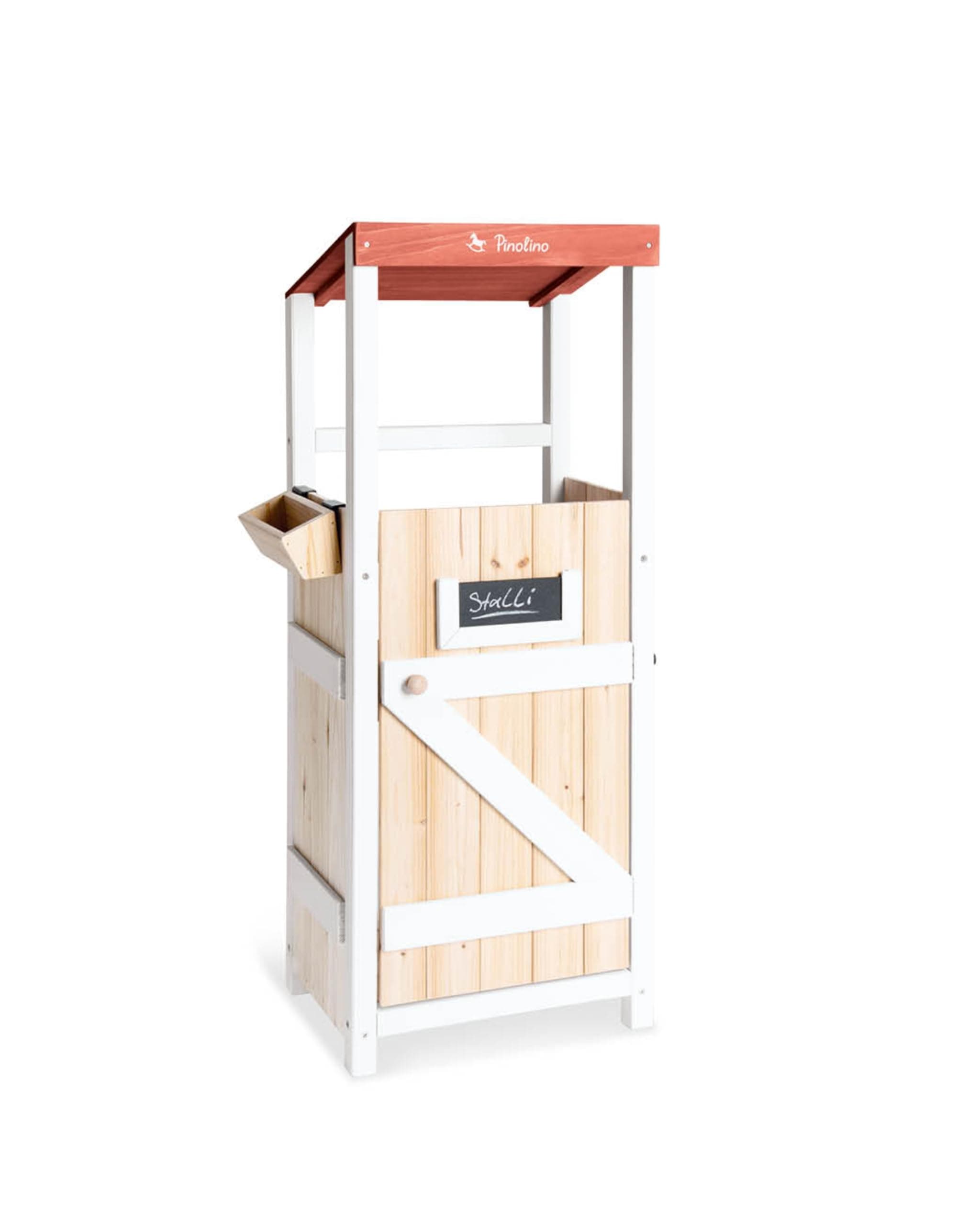 PINOLINO Hobby Horsing Stall Stalli für 2 Steckenpferde I Pferdestall aus Holz mit Futtertrog & Maltafel I Aufbewahrung & Spielstation für Kinderzimmer I Ab 3 Jahren I 37 x 26 x 97 cm Angebot bei HelloDeals