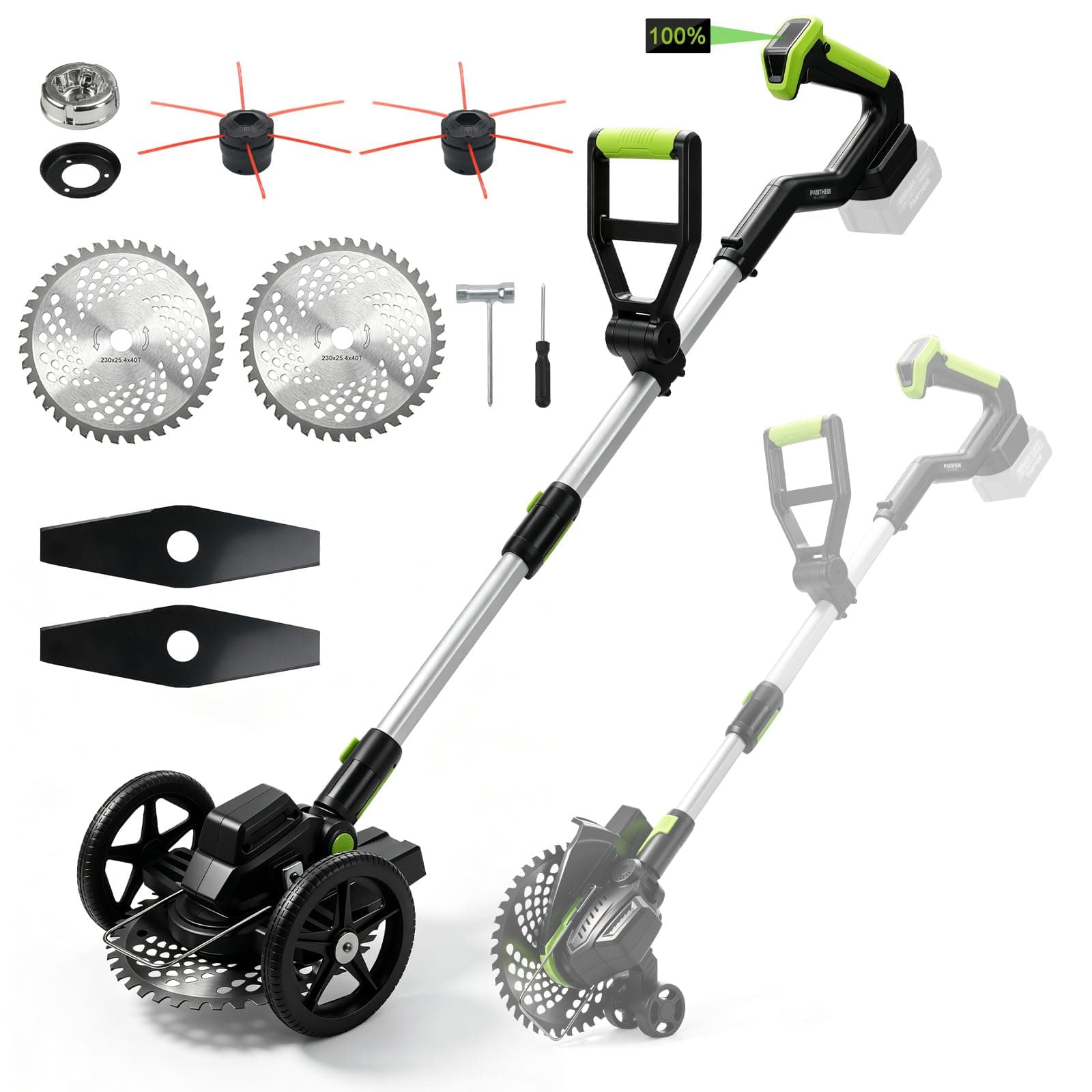 3-in-1 Akku Rasentrimmer für Makita 18V (Ohne Akku), 2 Hilfsrädern, Bürstenloser Kabelloser Freischneider Rasenmäher für Rasen, Kanten & Unkraut - 23cm Schnittbreite, Teleskopstiel 99-132cm Angebot bei HelloDeals