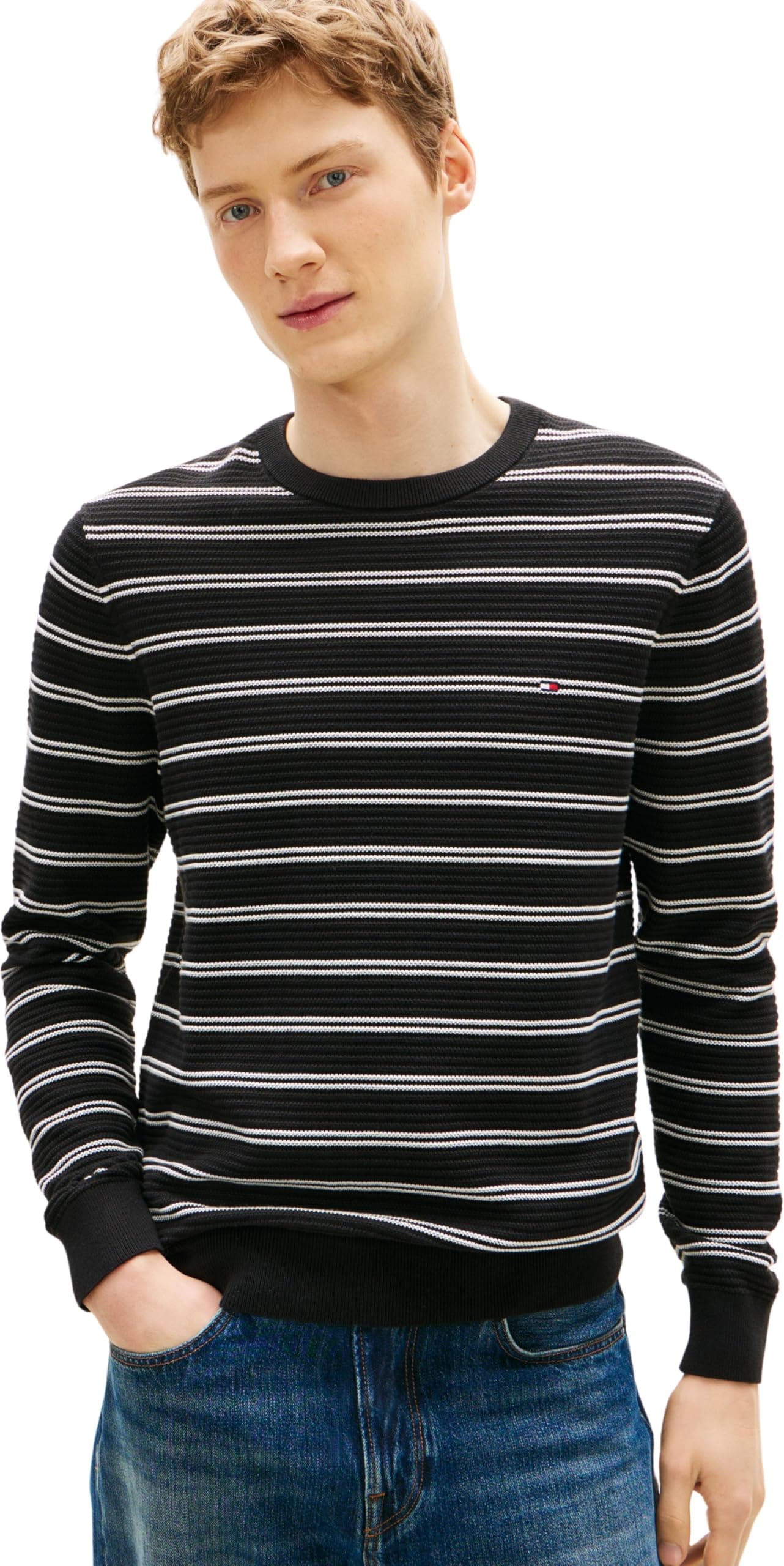 Tommy Hilfiger Seasonal Structure CNECK XXL Black (Black/Ivory Petal) Angebot bei HelloDeals