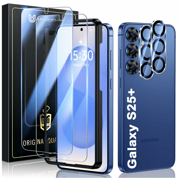 UniqueMe für Samsung Galaxy S25+/S25 Plus - für Panzerglas und Kameraschutz | 2 Schutzfolie & 2 Kamera Schutz für Samsung Galaxy S25+/S25 Plus, Anti Fingerabdruck Schutzglas, Anti Bläschen Displayschutz Transparent Samsung Galaxy S25 Plus Angebot bei HelloDeals