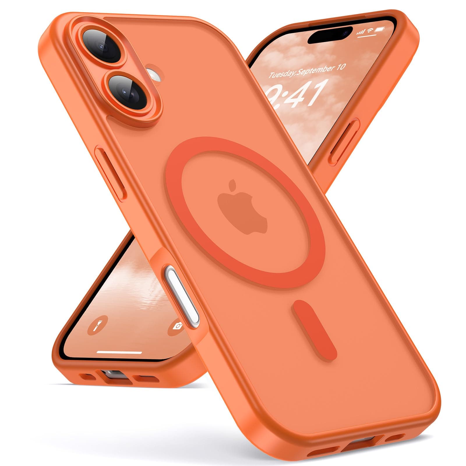 Oududianzi - Magnetisch Hülle für iPhone 17 mit Magsafe Case, Orange | Durchscheinende Mattierte PC Rückseite TPU Silikon Schutzhülle, Kameraschutz Transluzente Matt Kratzfest Stoßfest Handyhülle iPhone 17 Orange Angebot bei HelloDeals