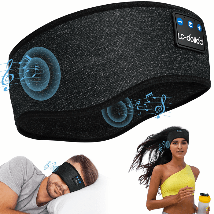 Schlafkopfhörer Bluetooth 5.4 für Seitenschläfer, Atmungsaktives Stirnband | Ultraweiches Schlaf Kopfhörer für heiße Sommernächte/Sport,Kein Ohrdruck, Kopfhörer zum Schlafen,16 Std. Akku,Bluetooth 5.4 L Schwarz Angebot bei HelloDeals