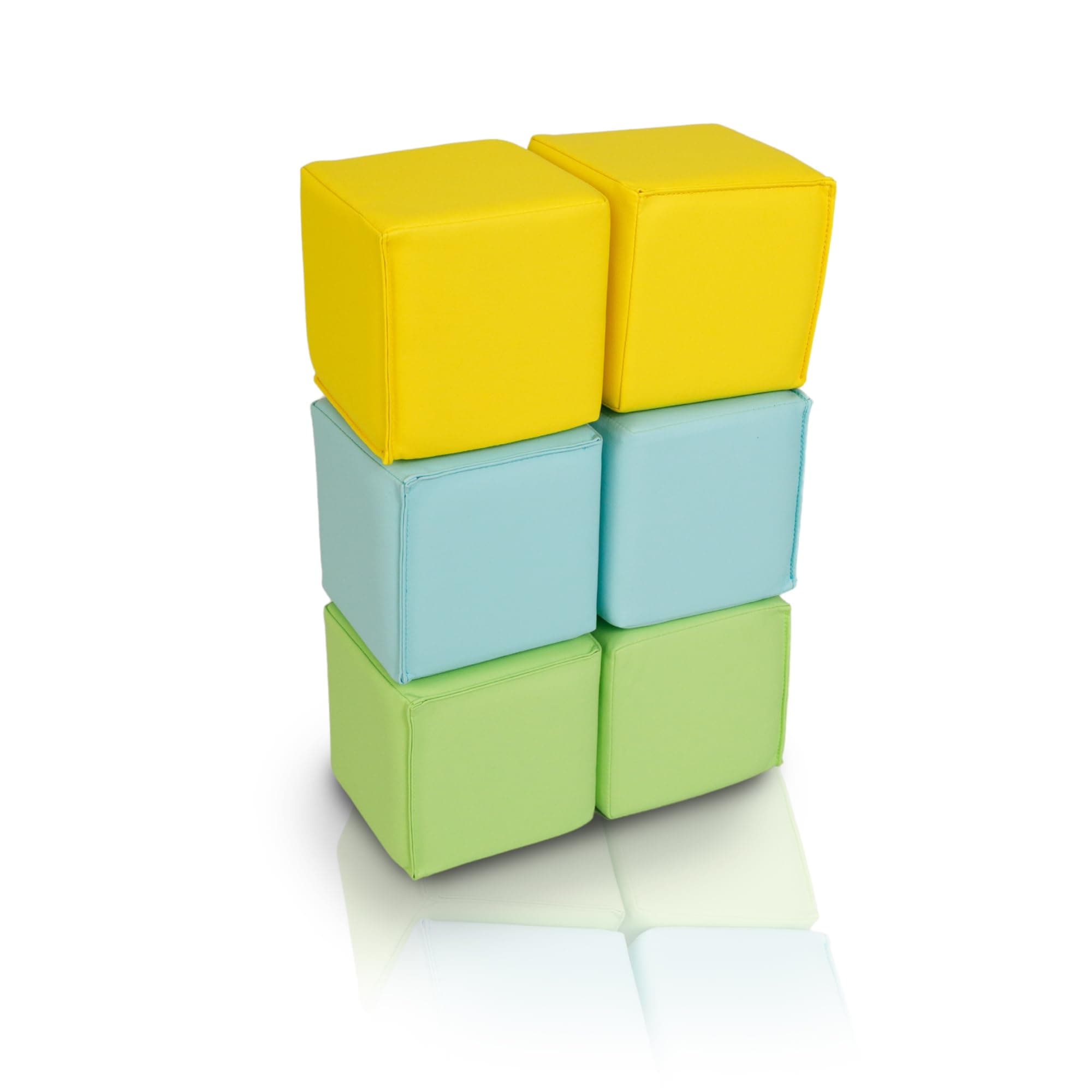 alldoro Softbausteine-Set mit 6 Schaumstoffwürfeln, 14 x 14 x 14 cm | Gelb/Grün/Türkis, flüsterleise & sicher, 14 x 14 x 14 cm, ideal als Geschenk für Kinder, Für Kinder ab 0 Jahre Angebot bei HelloDeals