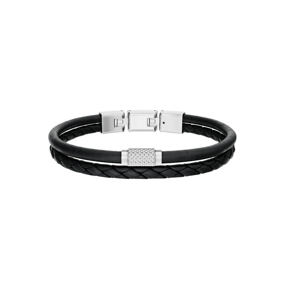 Fossil Machine Herren schwarzes Lederarmband, JF04989040 Angebot bei HelloDeals