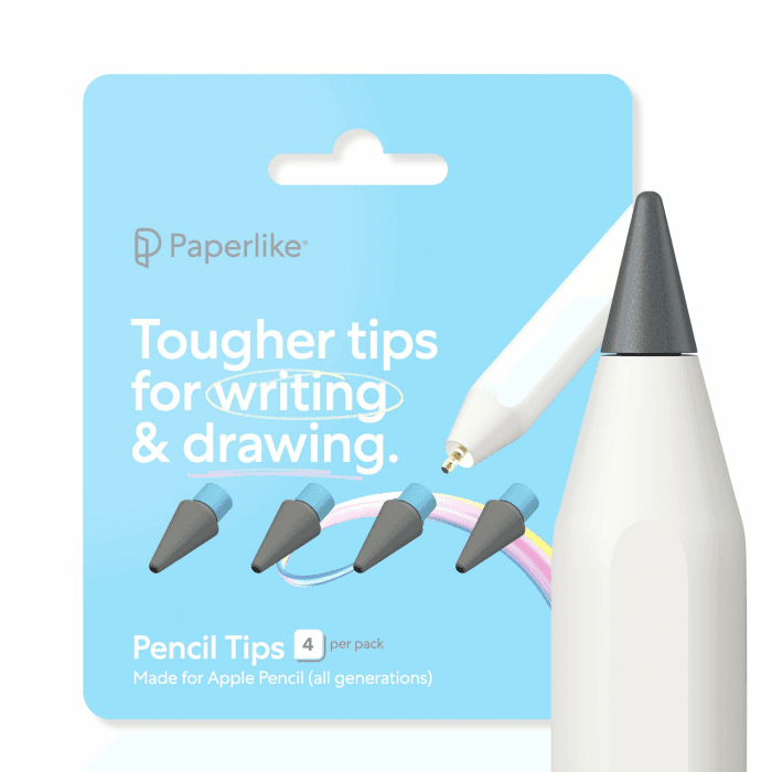 Paperlike® Pencil Tips (4X) für Apple Pencil 1. & 2. Gen, USB-C & Pro | 10x haltbarer, dezent mehr Kontrolle auf Bildschirmfolien mit Papiergefühl Charcoal/Blue Angebot bei HelloDeals