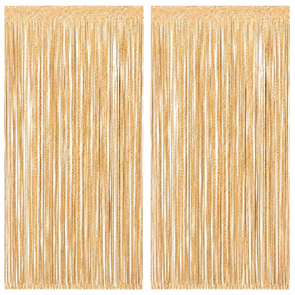 2 Stück Lametta Vorhänge, Metallische Stanniol Bleilametta, Party Vorhang Foto Hintergrund, Leuchtend Bunte Foto Booth Accessoires, Folien Luftschlangen Deko für Feierliche Anlässe, Party, Champagner Angebot bei HelloDeals