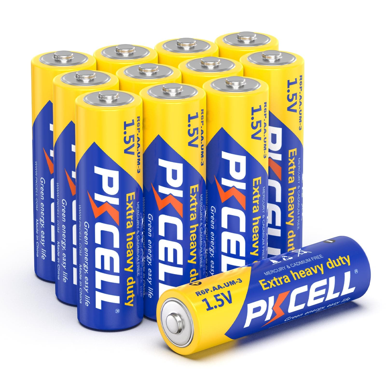 AA Zink-Kohle 1.5V Hochleistungsbatterien (R6P), 12 Stück - Ideal für Spielzeug, Fernbedienungen & Leuchten, PKCELL Angebot bei HelloDeals