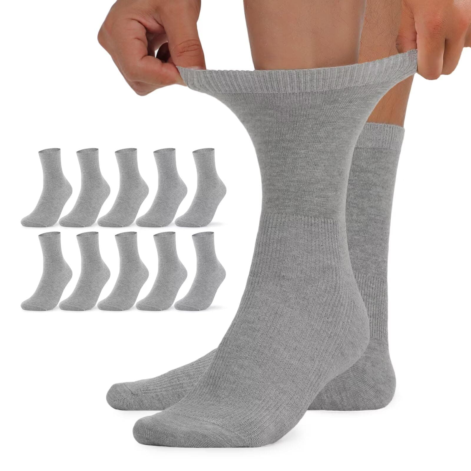 10 Paar Diabetikersocken Herren und Damen ohne Gummibund ohne Naht Diabetiker Socken mit Komfortbund aus Baumwolle 39-42 Grau*10 Angebot bei HelloDeals