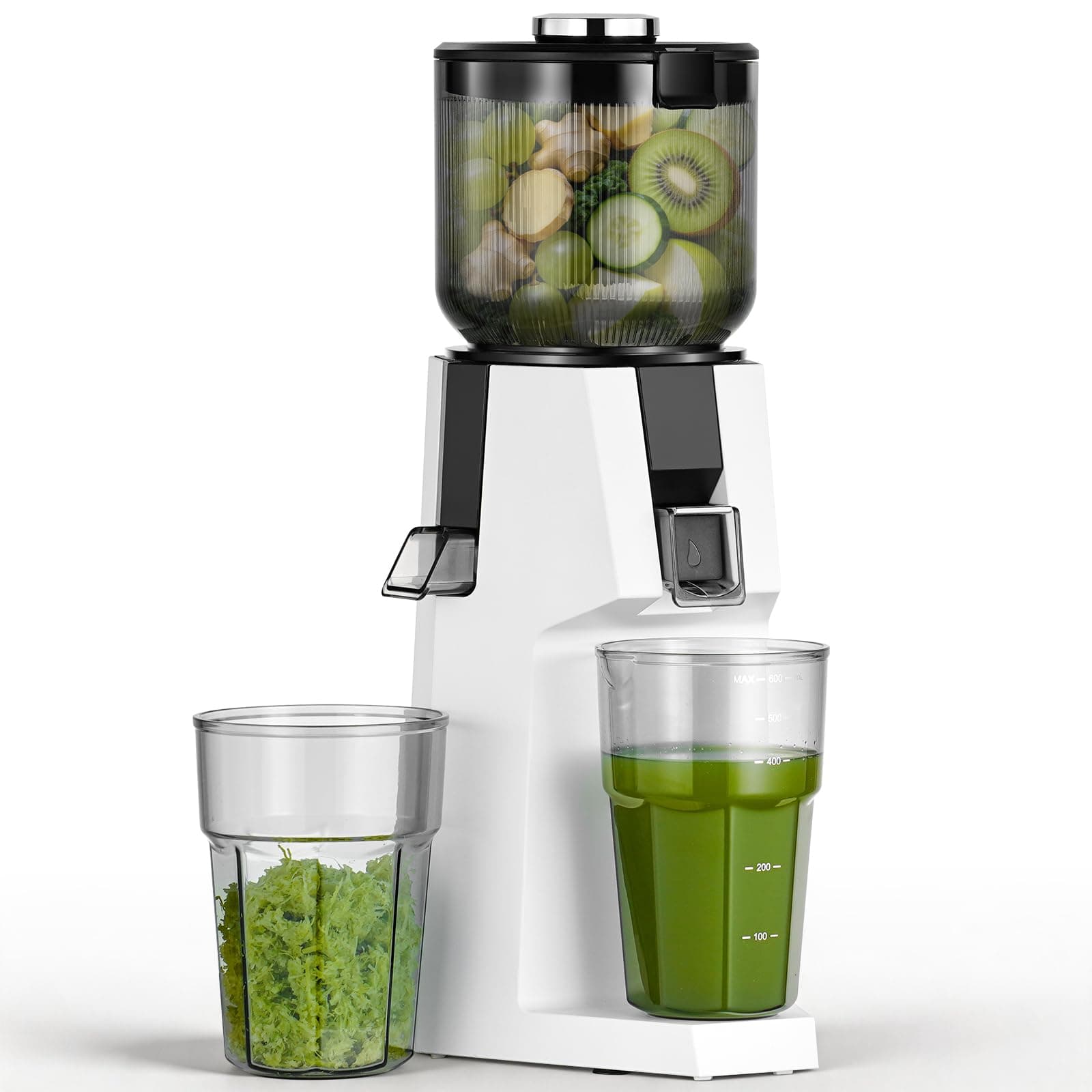 AAOBOSI Entsafter, 200W Entsafter Gemüse und Obst Testsieger mit 132mm Großer Einfüllschacht Ohne Vorschneiden, Slow Juicer mit 700ml BPA-Frei Behälter für Obst Gemüse (Weiß) Angebot bei HelloDeals