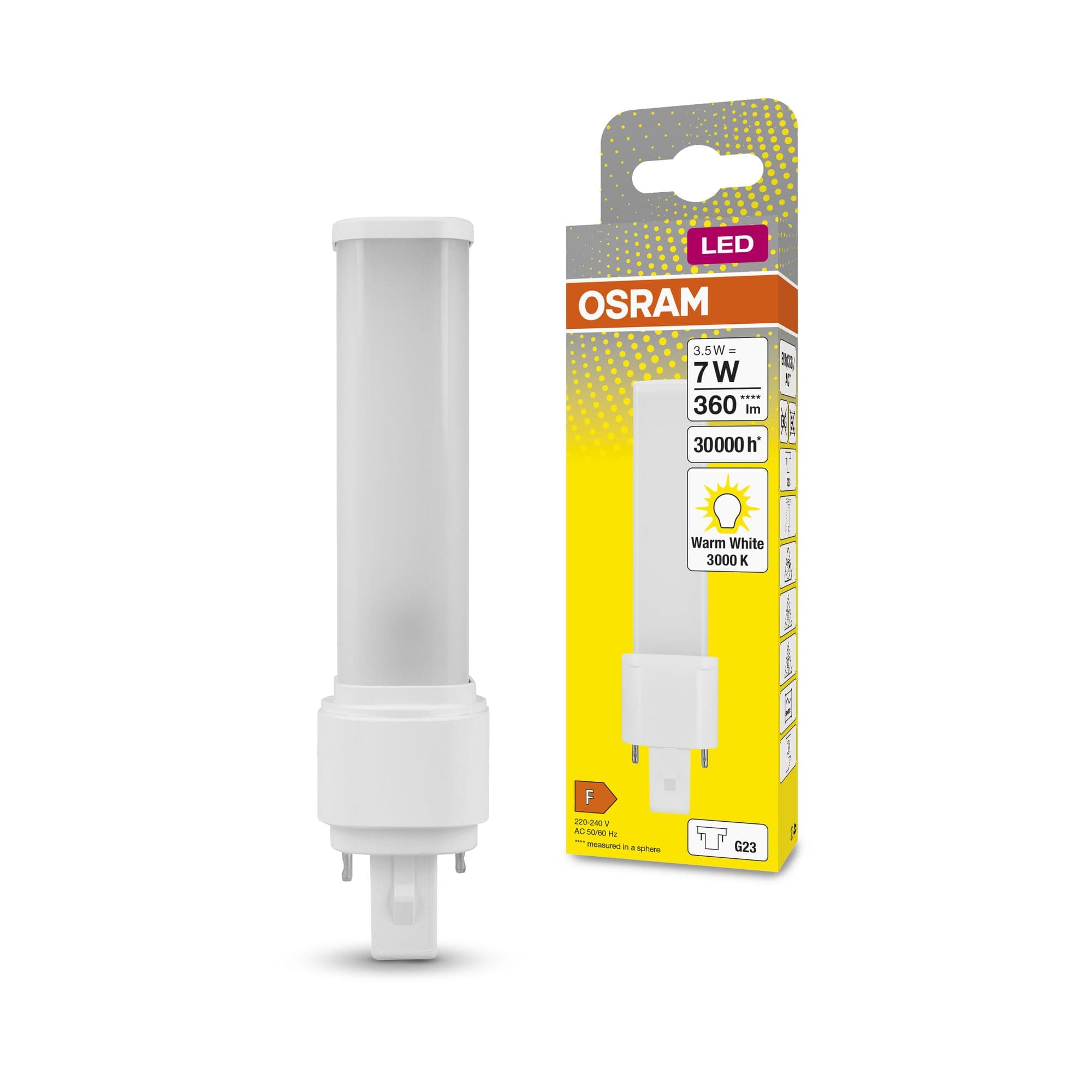Osram LED-Ersatz für kurze KLLni, mit 2pol. G23 Stecksockel zum Betrieb am KVG oder Netzspannung, 7 Watts Ersatz, G23, Tube, single-ended, 3000 Kelvin, Warm weiß, Matt, single Pack, 1 count Warmweiß 7W-Ersatz G23 Angebot bei HelloDeals