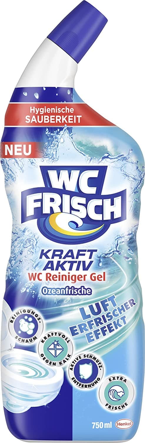 WC FRISCH Kraft Aktiv Blauspüler Ozeanfrische (50 g), WC Reiniger mit innovativer Geruchs-Stopp-Formel, Duftsteine für extra Frische und eine sichtbare Reinigung Ozeanfrische 750 ml (1er Pack) Angebot bei HelloDeals