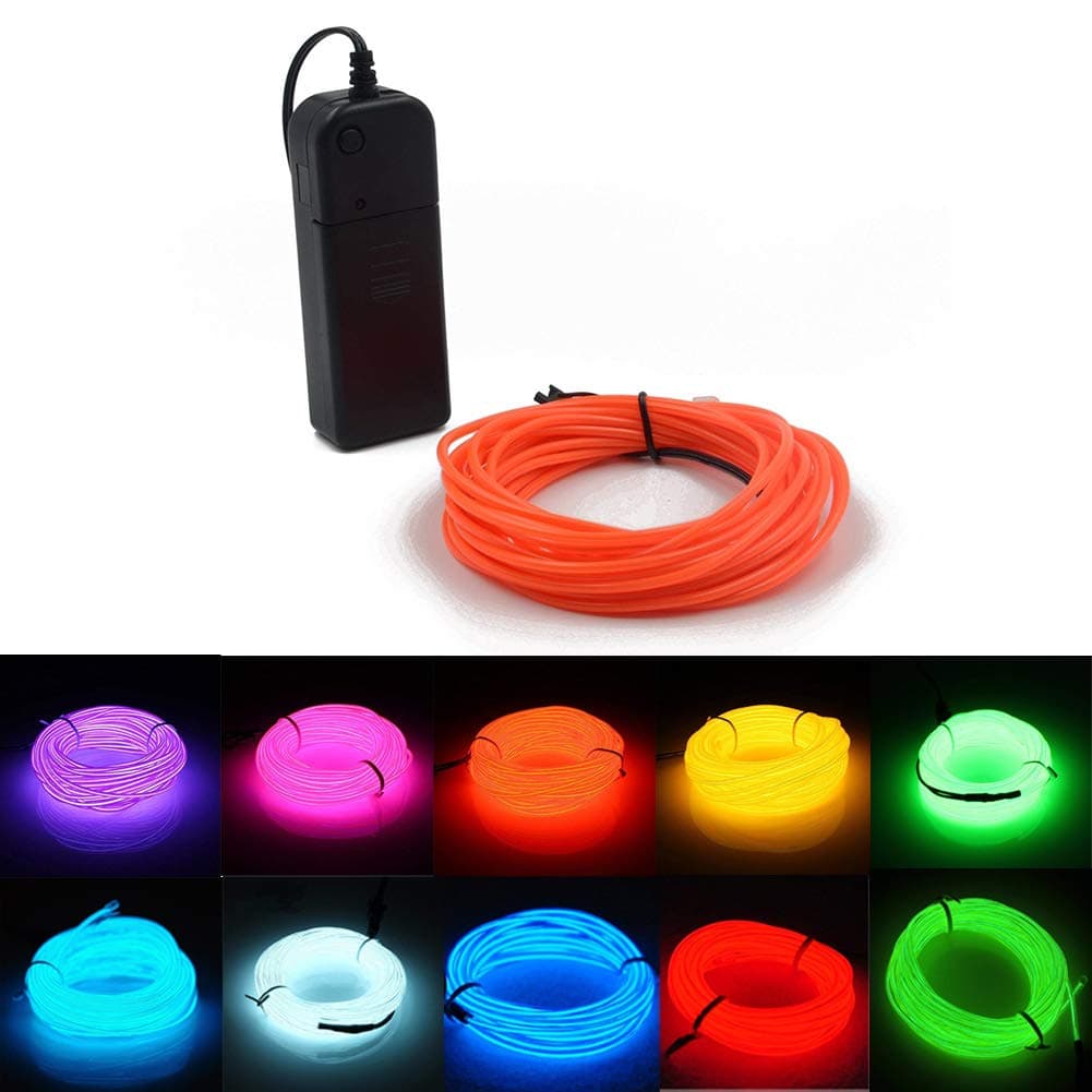 Neonlicht Garten Hochzeitsdekoration Light El Wire mit Akku für Party, Halloween Dekoration (3m/9ft,Orange) Angebot bei HelloDeals