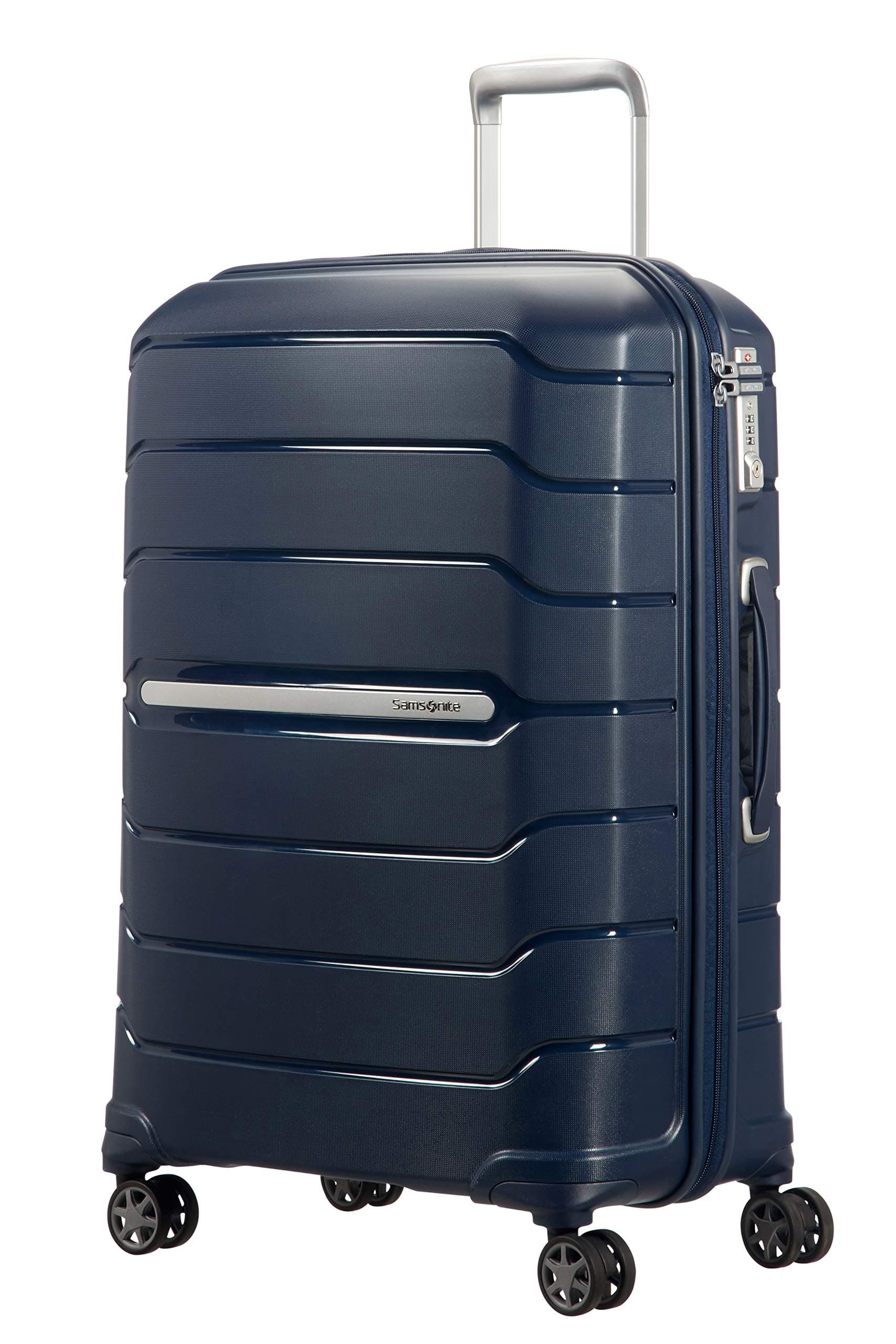 Samsonite Flux - Spinner M, Erweiterbarer Koffer, 68 cm, 75/85 L, Blau (Navy Blue) Marineblau Spinner M (68 cm - 85 L) Angebot bei HelloDeals